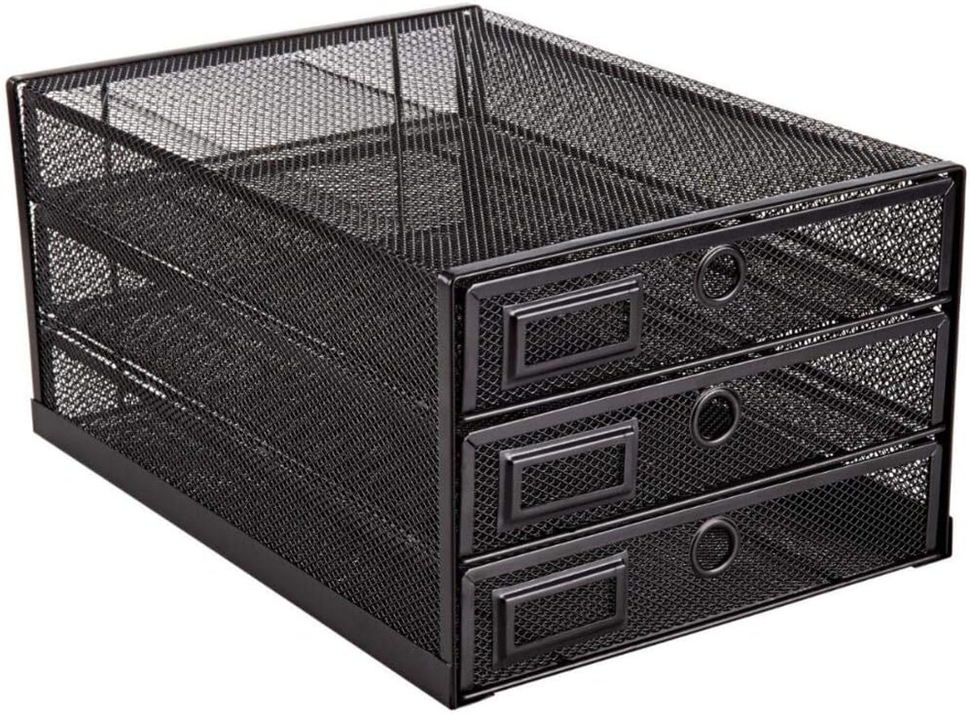 Annova Desk Organizer Wire Mesh 3 Tier Sliding Drawers Paper Sorter/Multifunctio