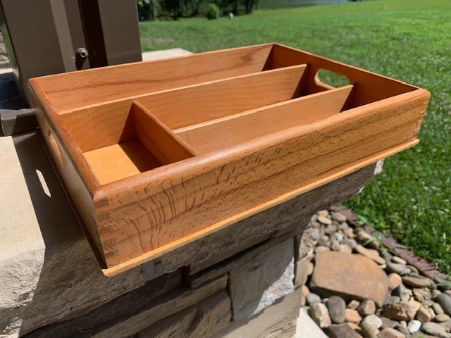 Teak Wooden Organizer Tray Desk Dovetail Drawer 14X9.5X2.5 Kitchen