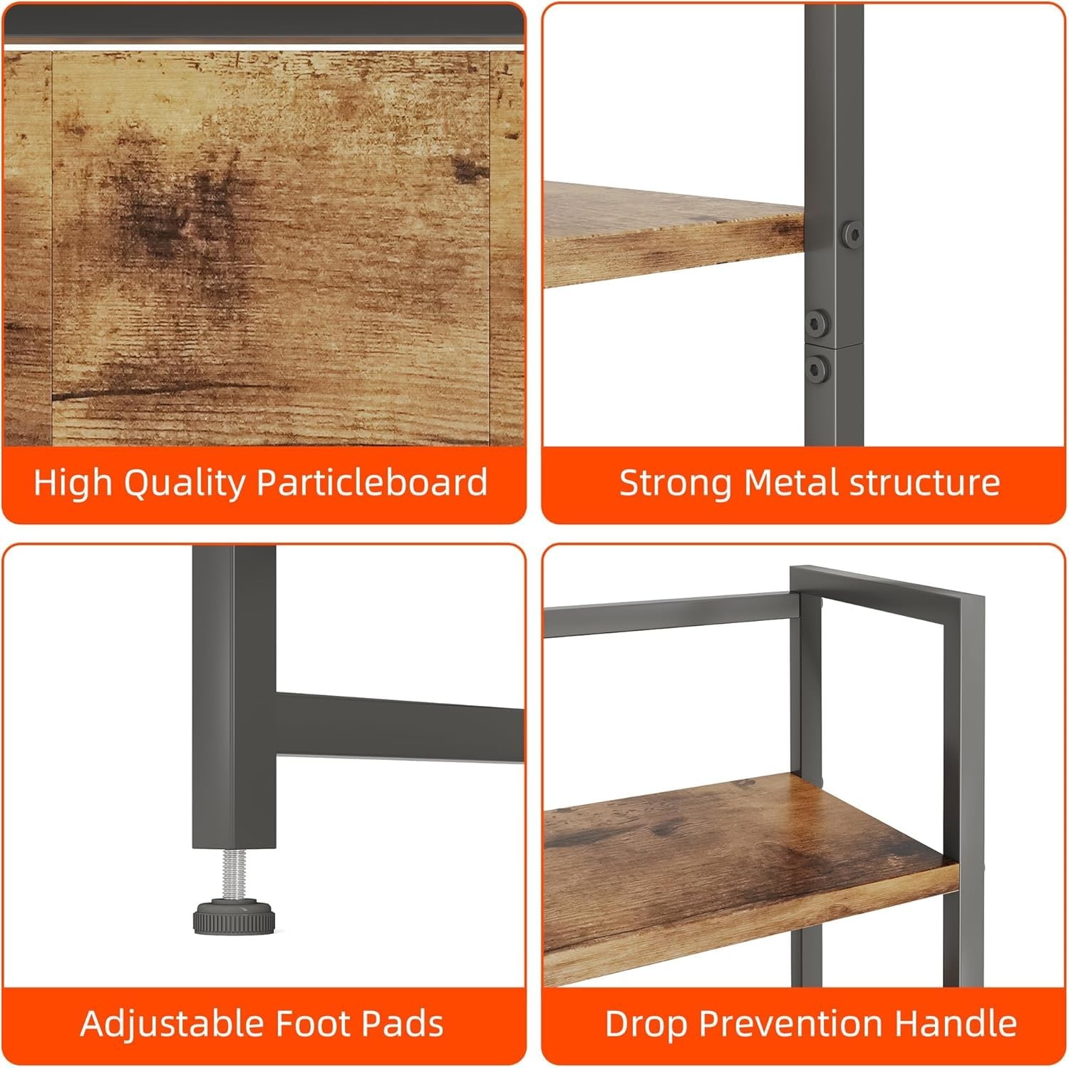 Desk Shelf with Drawer, 41.3″ Desktop 41.3″L × 9.5″W × 29.9″H, Rustic Brown