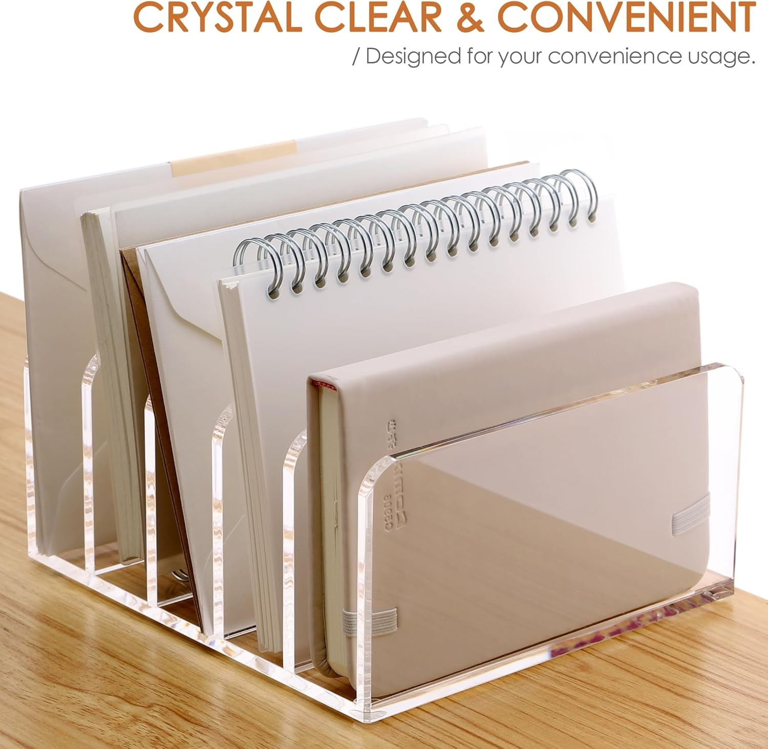 Acrylic Desk Organizer, 5 Compartments Mail Organizer,Small File Holders Lett…