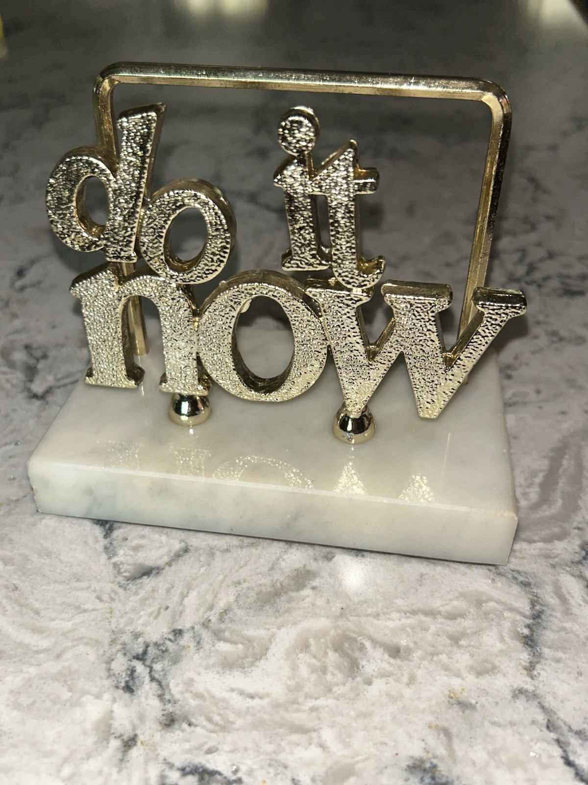 Vintage Letter Holder DO IT NOW Marble Base Italy MCM Office Desk Organizer