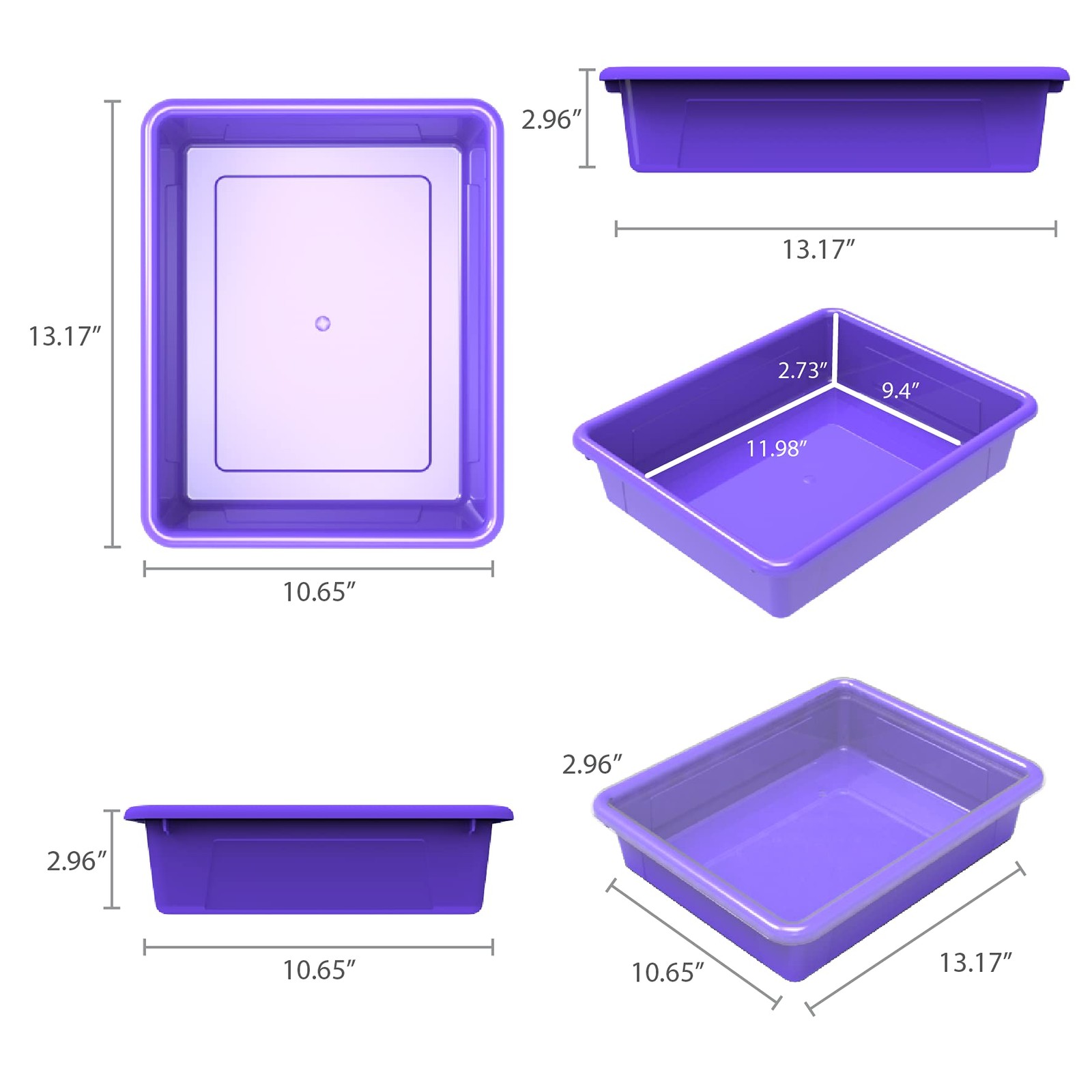Letter Size Flat Storage Tray – Organizer Bin for Classroom, Office and Home,…