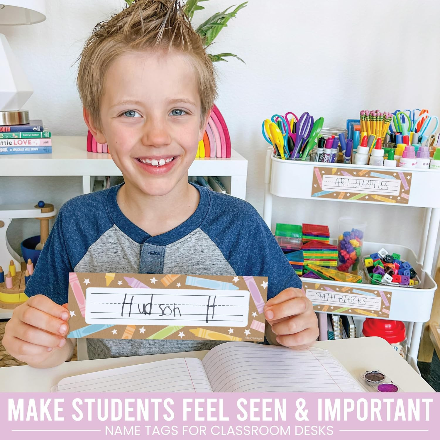 Desk Name Tags for Classroom – 36 Student Desk Name Plates for Classroom Decor,