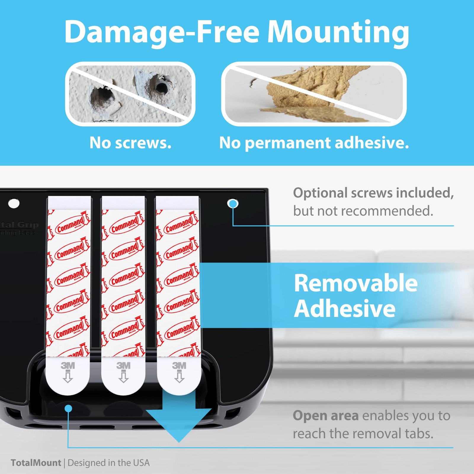 1 PCS Black HoleFree Adhesive Remote Control Wall Mount Holder Organizer Rack