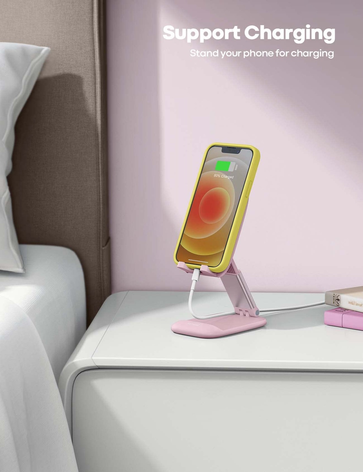 Lamicall Pink Phone Holder, Desk Accessories – Rose Gold Office
