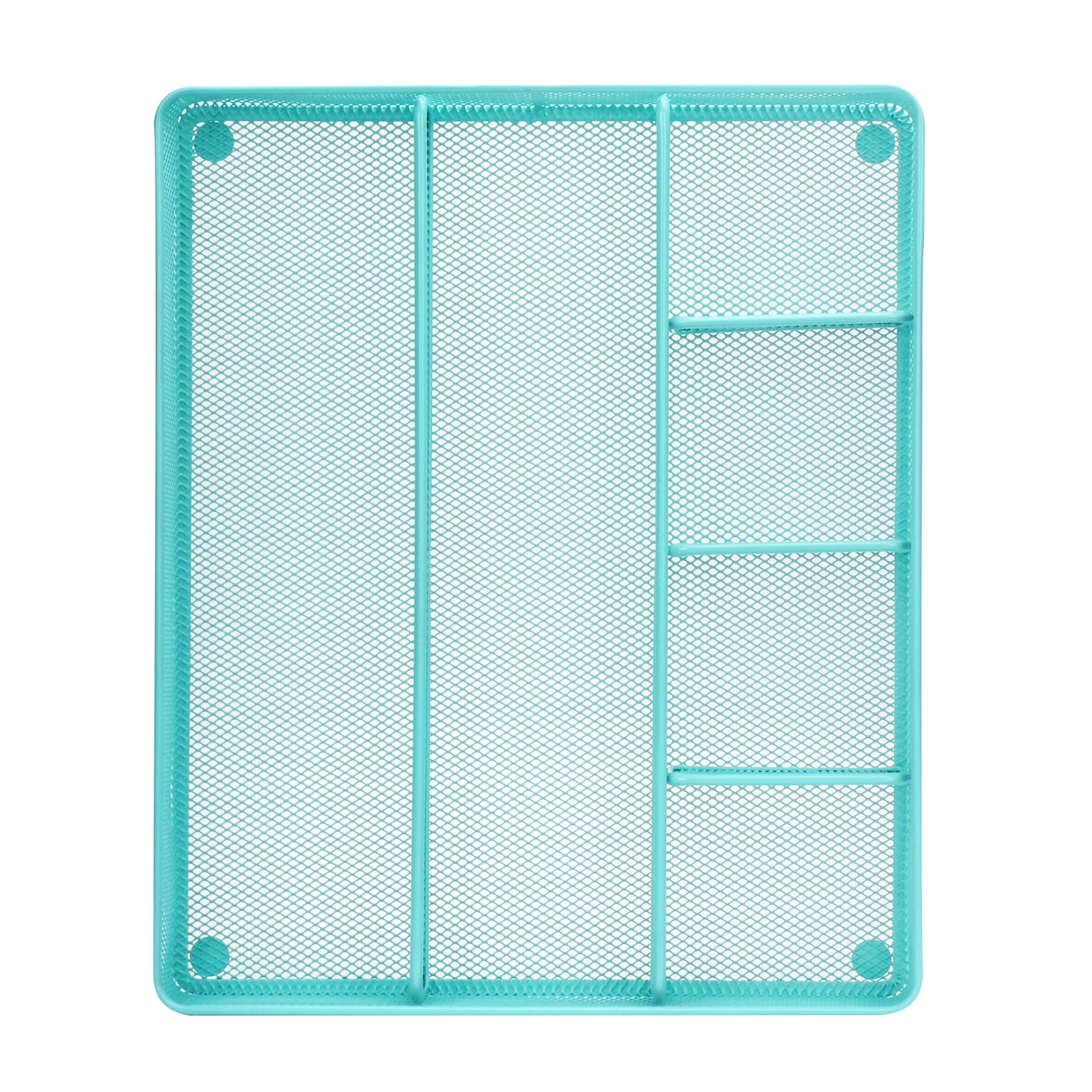 Desk Top Organizer Tray Metal Mesh Storage Dividers Large Turquoise Office