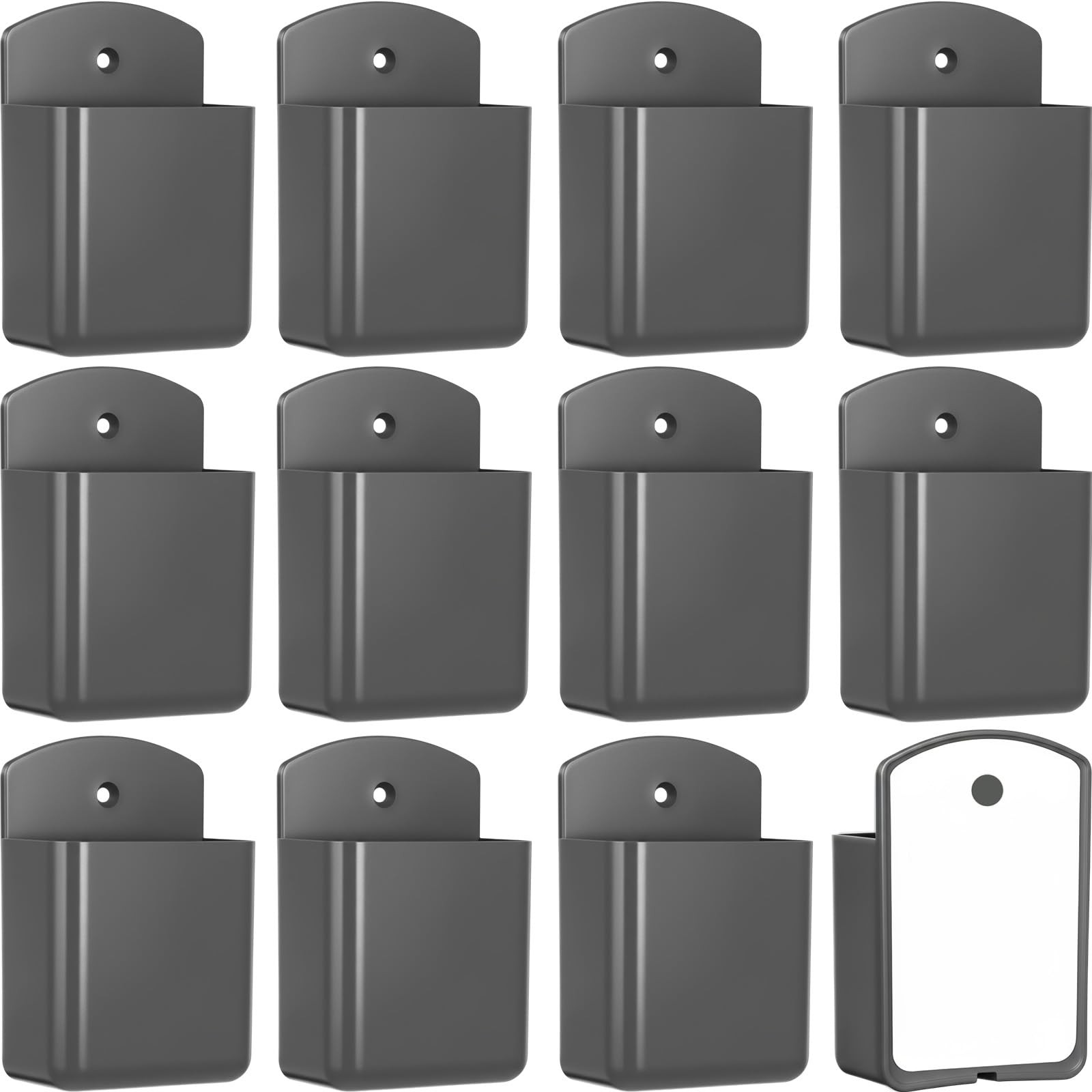 12 PCS Remote Control Holder Wall Mount Self Adhesive TV Organizer Gray