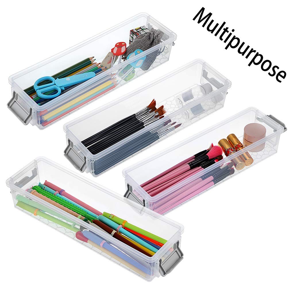 Long Plastic Stackable Boxes Home, Office Supplies Storage Organizer Pencil B…