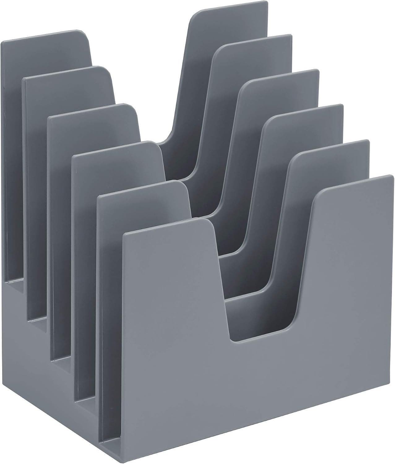 Acrimet 5 Section Incline File Sorter Organizer, Desktop Mail Holder Silver | Du