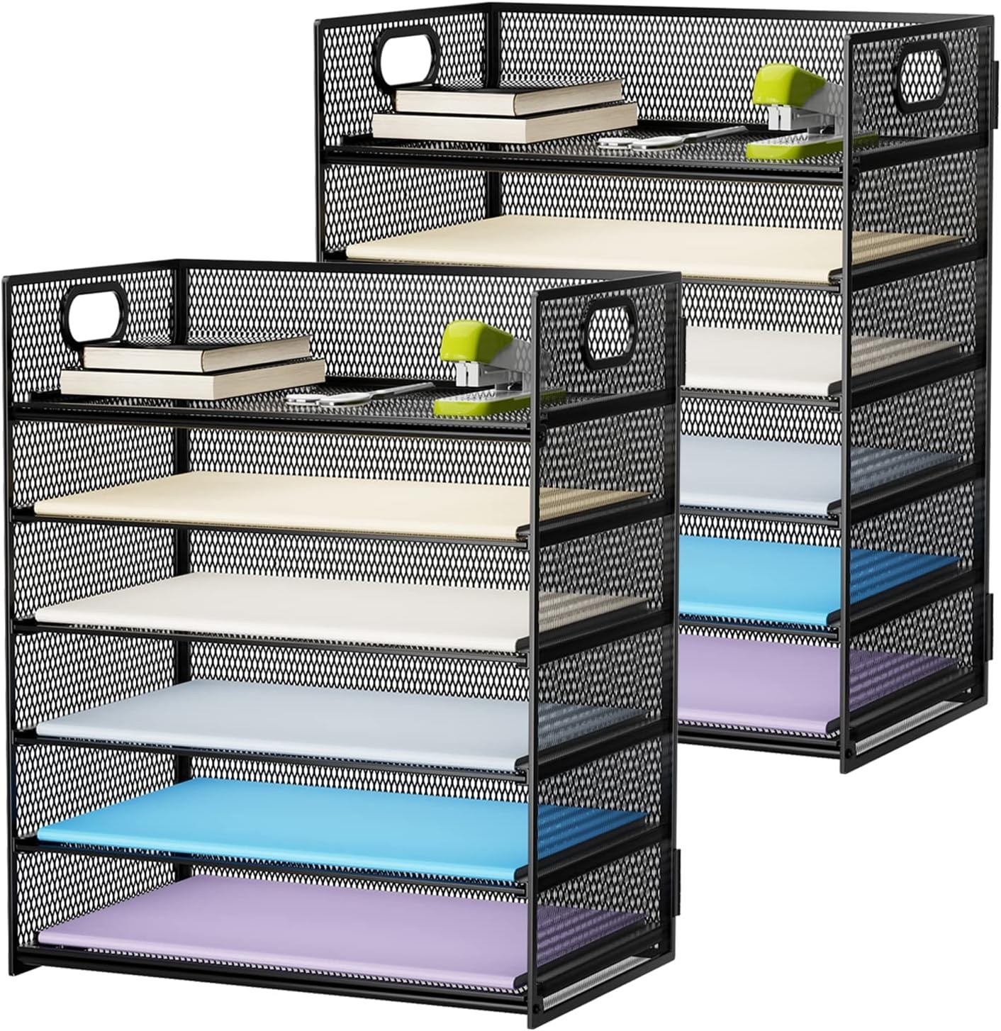 Portable Handle 6-Tier Mesh Desk Organizer