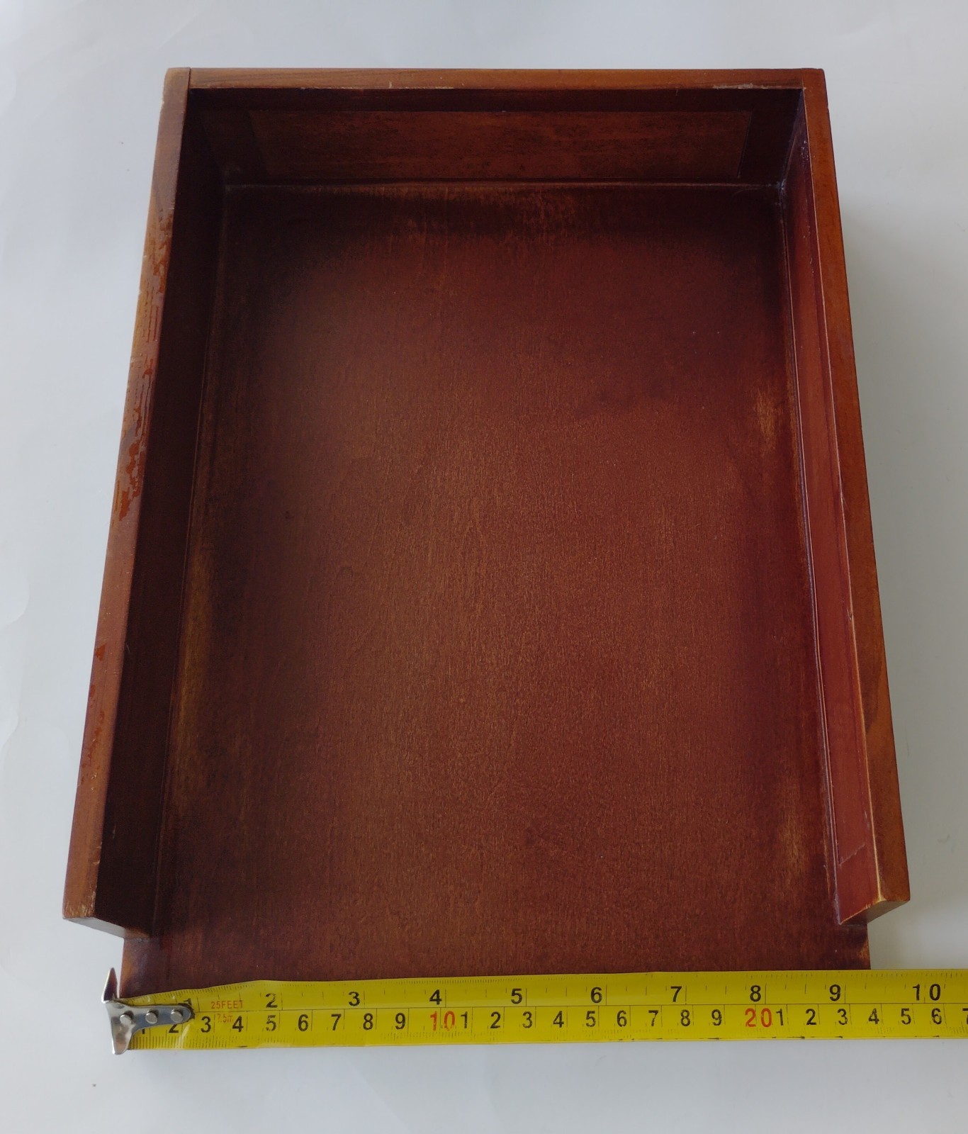 Vtg Wood Letter Tray Wicker Panels Wooden Desk Organizer Modern Mid Century Boho