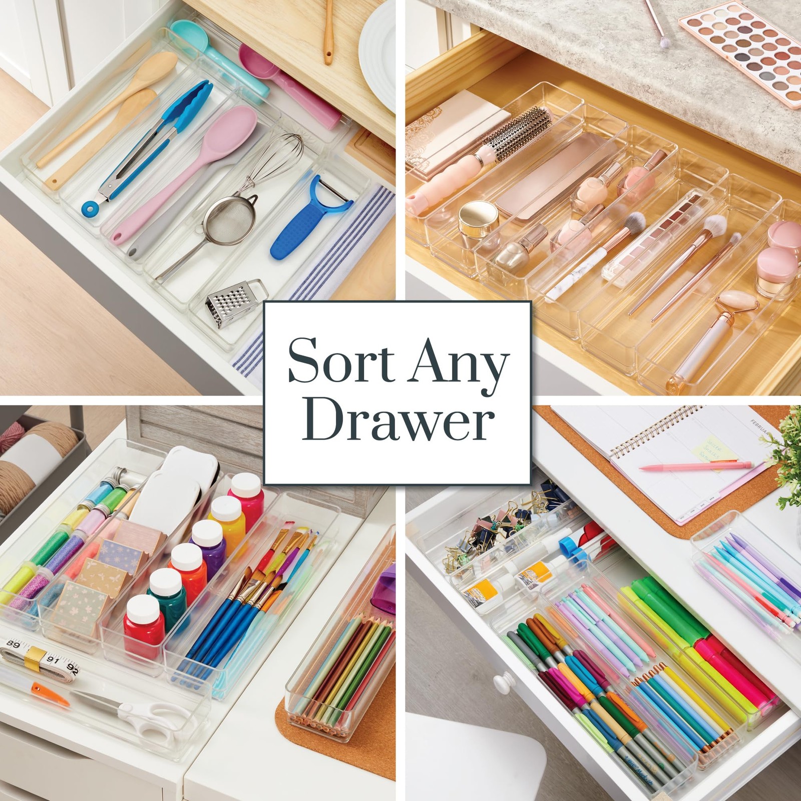 STORi SimpleSort 6-Piece Stackable Clear Drawer 12x3x2″ (Set of 6),