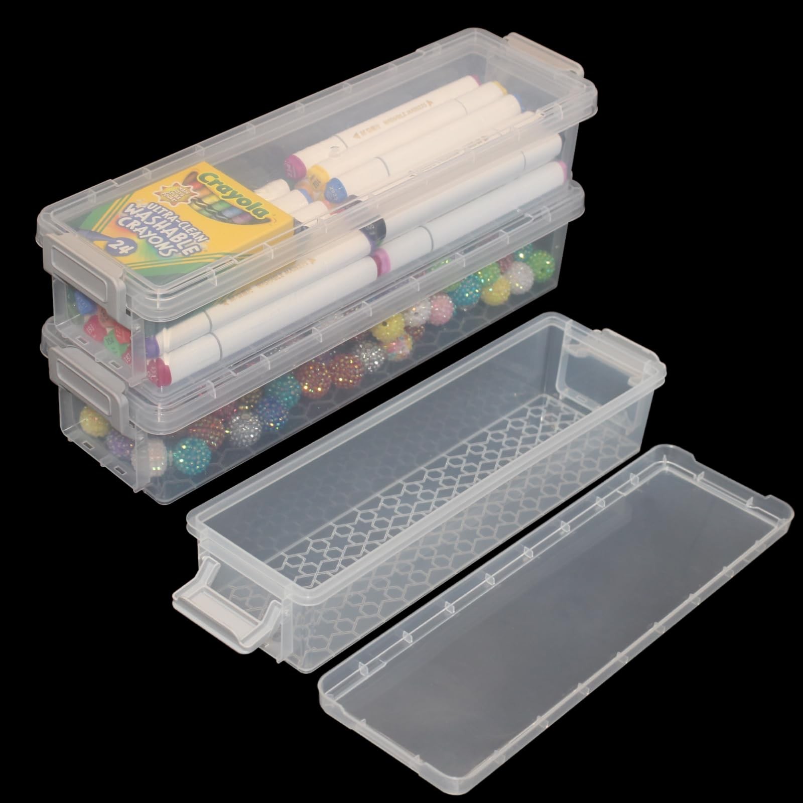 2 Packs Extra Long Pencil Large Capacity Pencil Case Clear Plastic Storage Co…