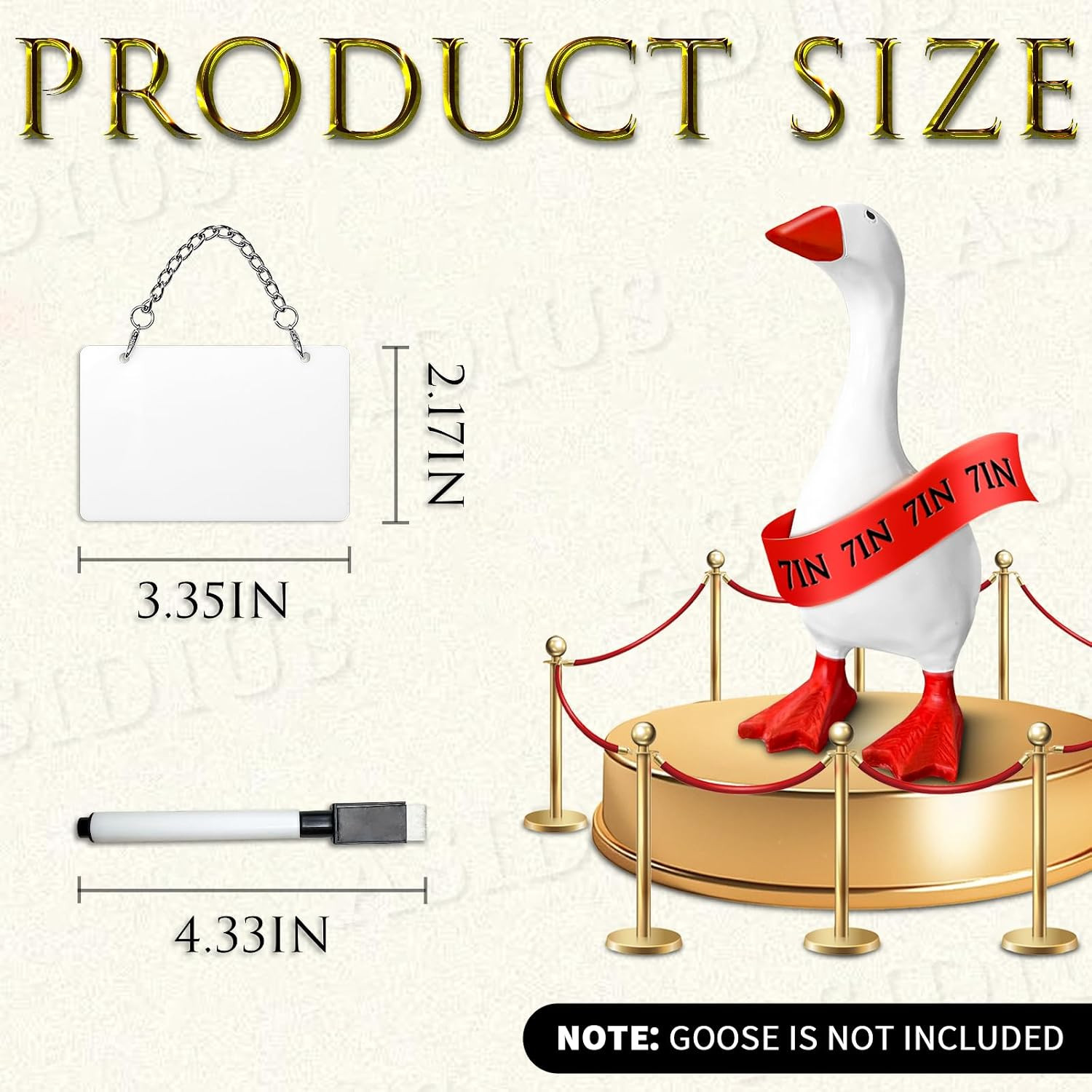 Desk Goose Accessories with White Acrylic Sheet, Magnetic Marker & Silver-Plated