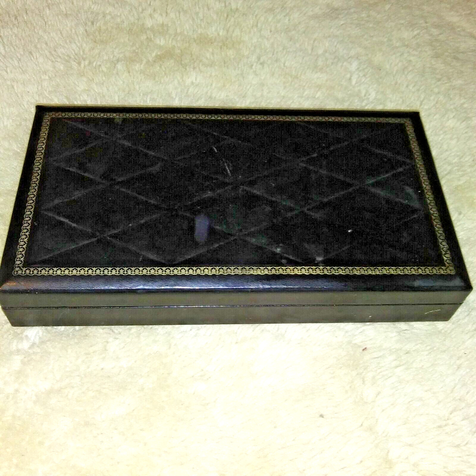Swank Men’s Black Cufflink Case Jewelry Box Gold Trim Sweden Philippi vintage