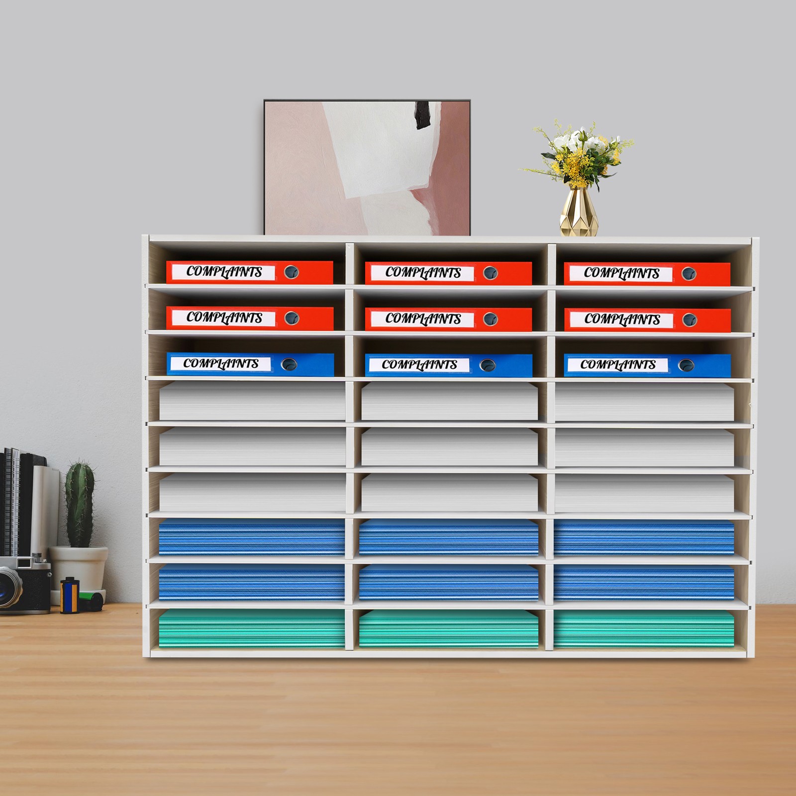 PVC Literature Organizer File Sorter Paper Storage Holder 27 Slots 32x12x22 in