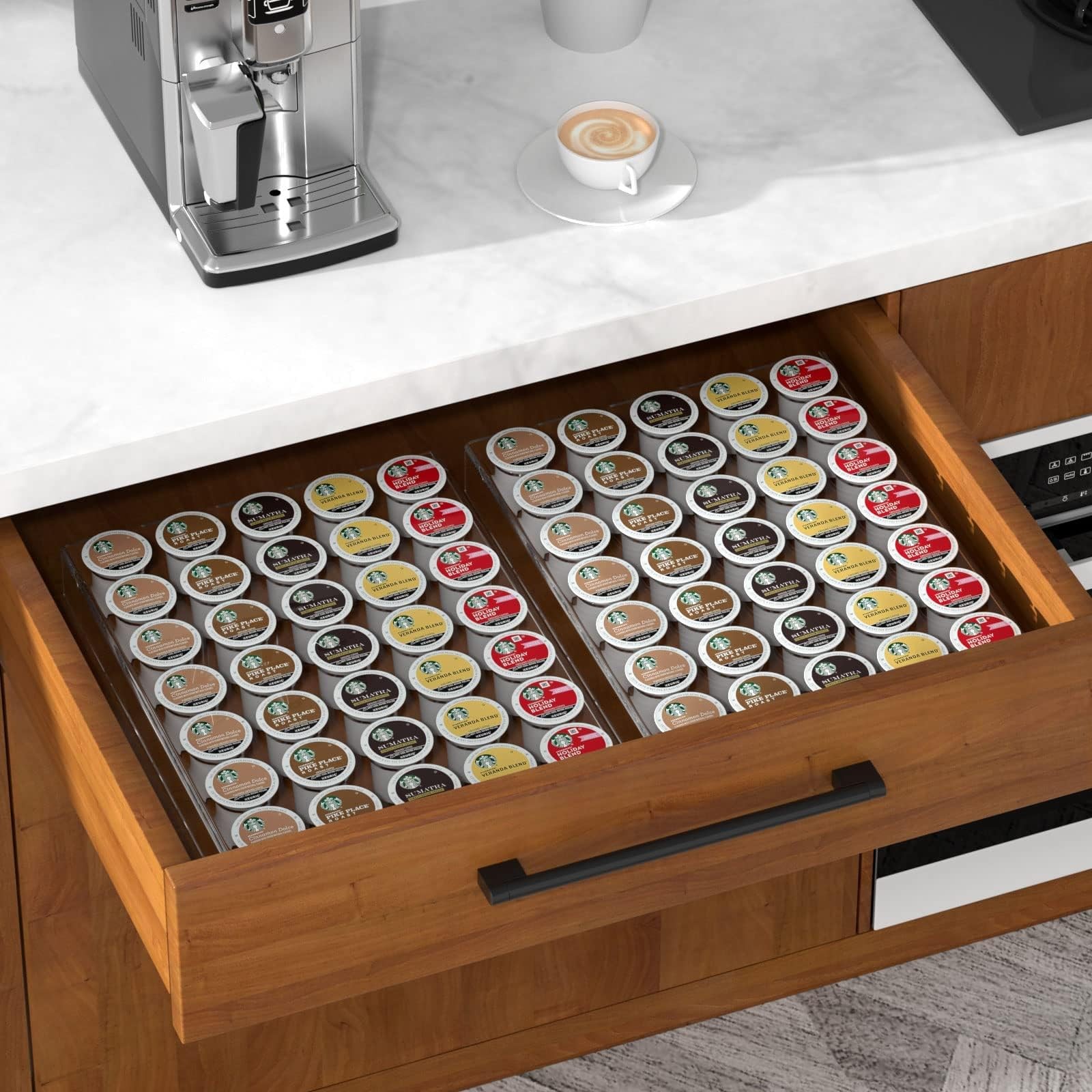 AITEE Acrylic K Cup Drawer Organizer, Clear K 35 pods (5×7),