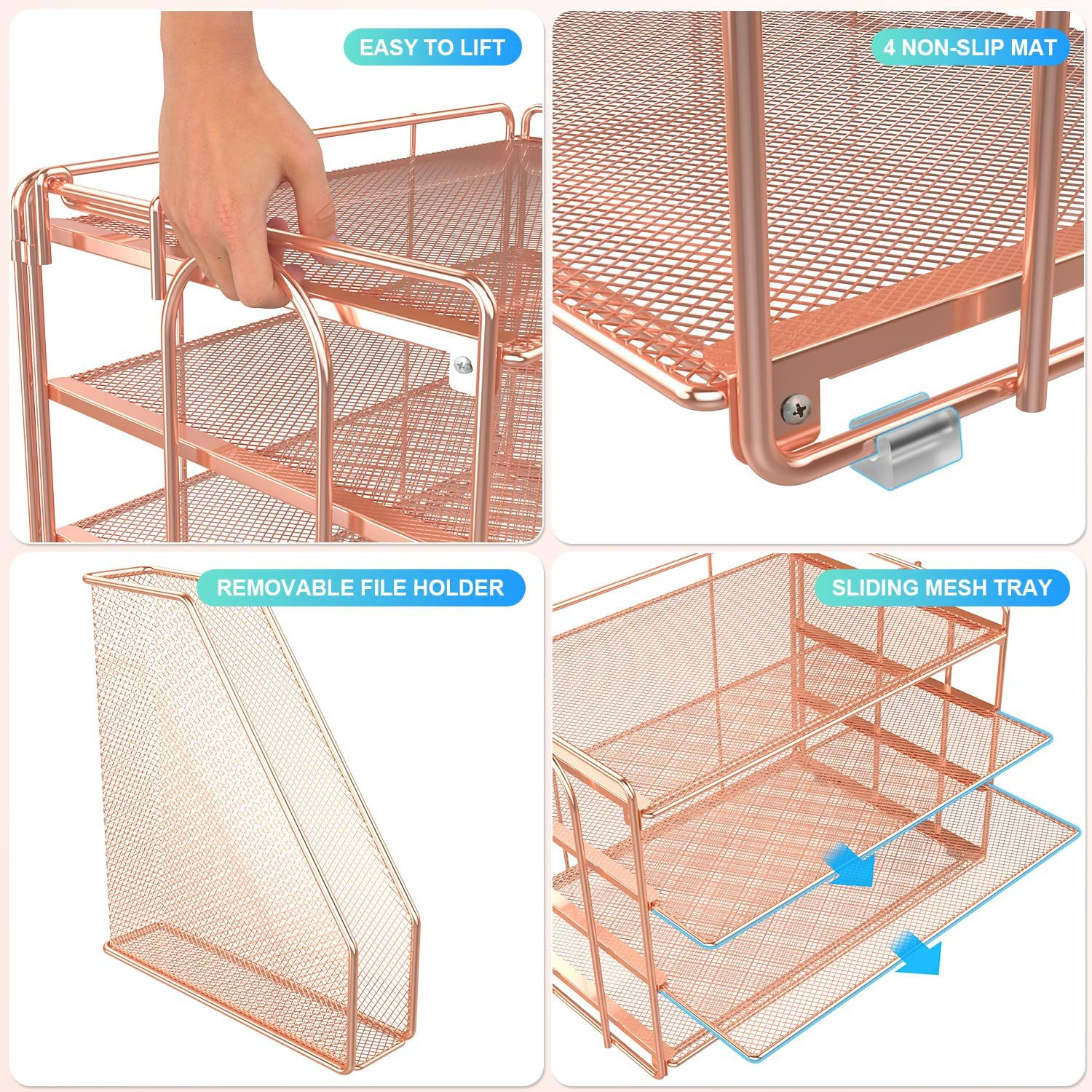 4-Tier Paper Organizer with Magazine Holder, Desk Organizers and Accessories, De
