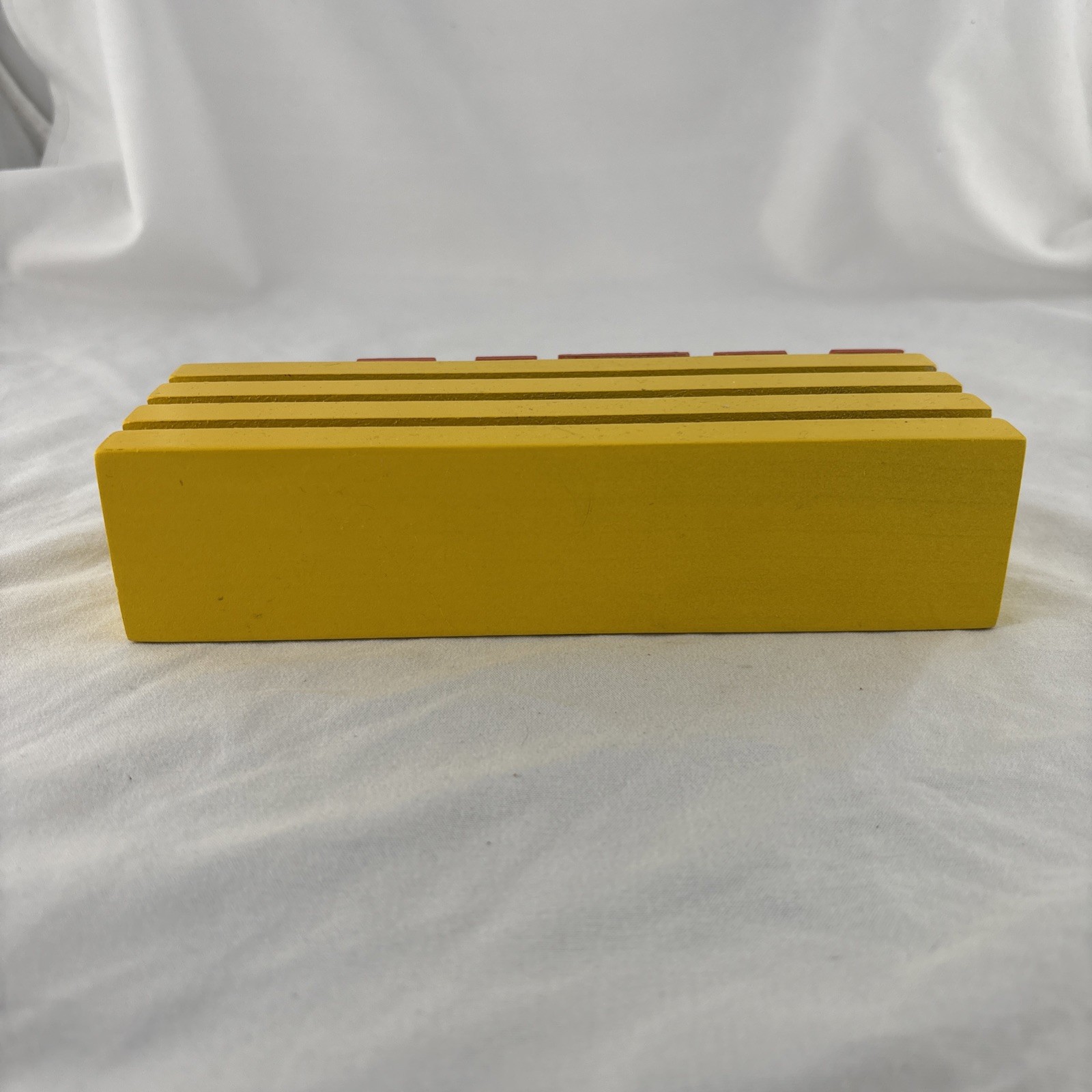 Vintage Retro Wooden “MEMO” Spellout Holder Desktop Organizer Yellow and Red