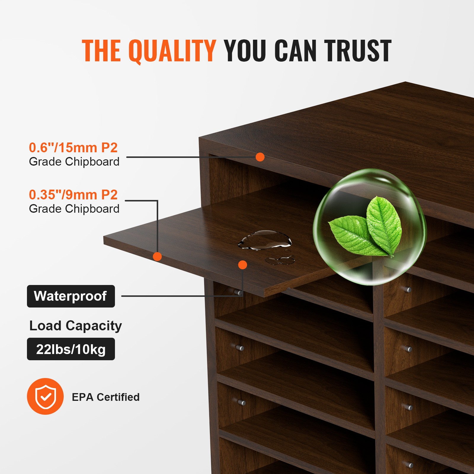VEVOR Wood Literature Organizer Adjustable File Sorter 12 Compartments Brown