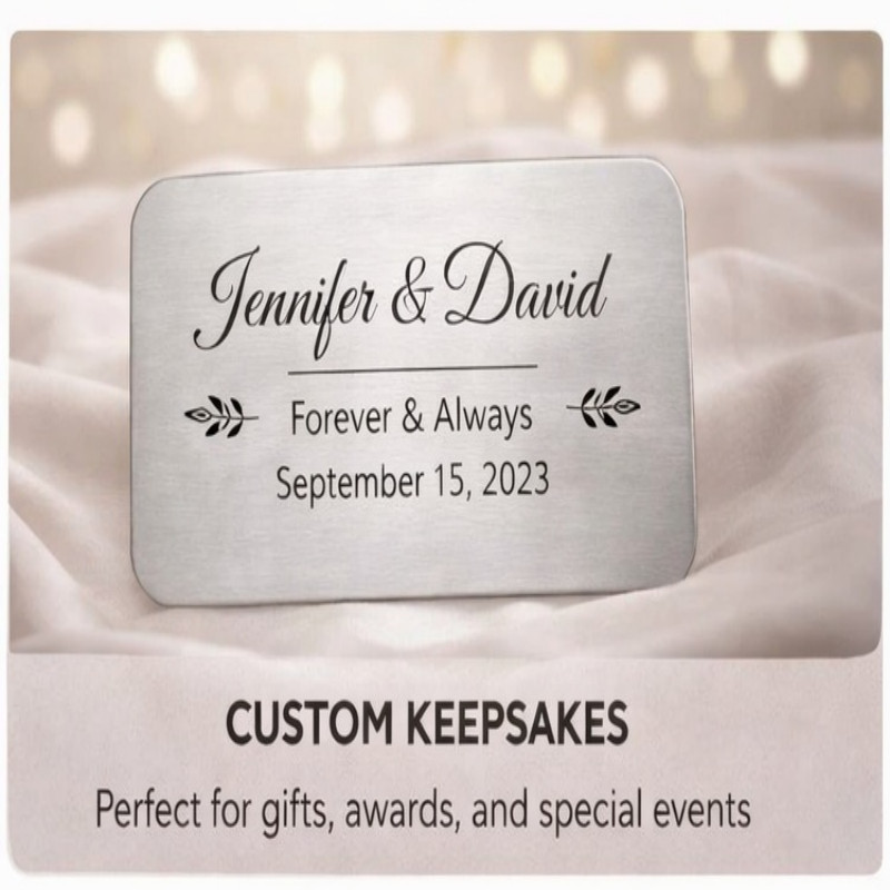 Personalize Stainless Steel Engraved Desk Name Plate with Wooden Stand Accessory