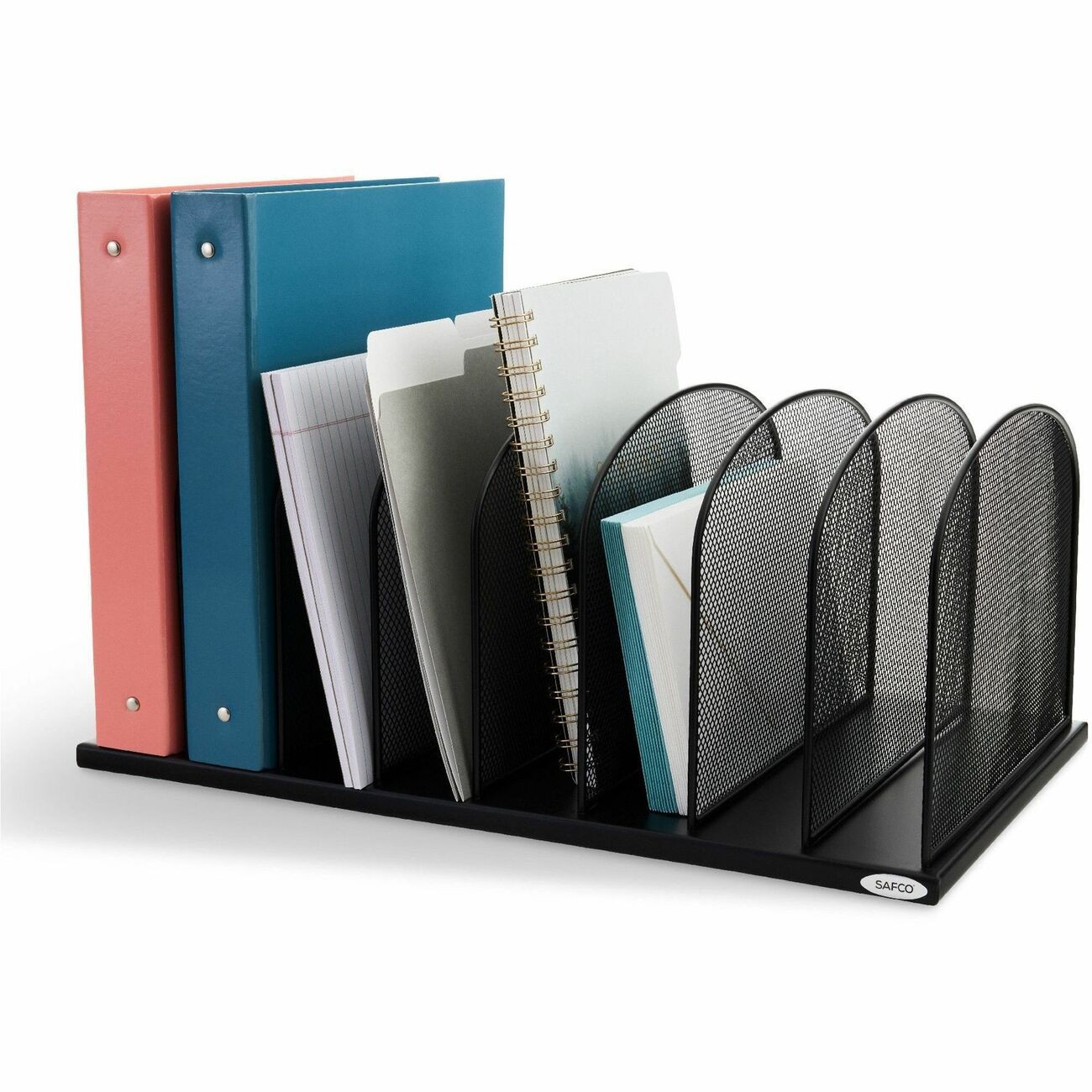 Safco 3253BL Mesh Desk Organizer Black 8 Compartments Steel