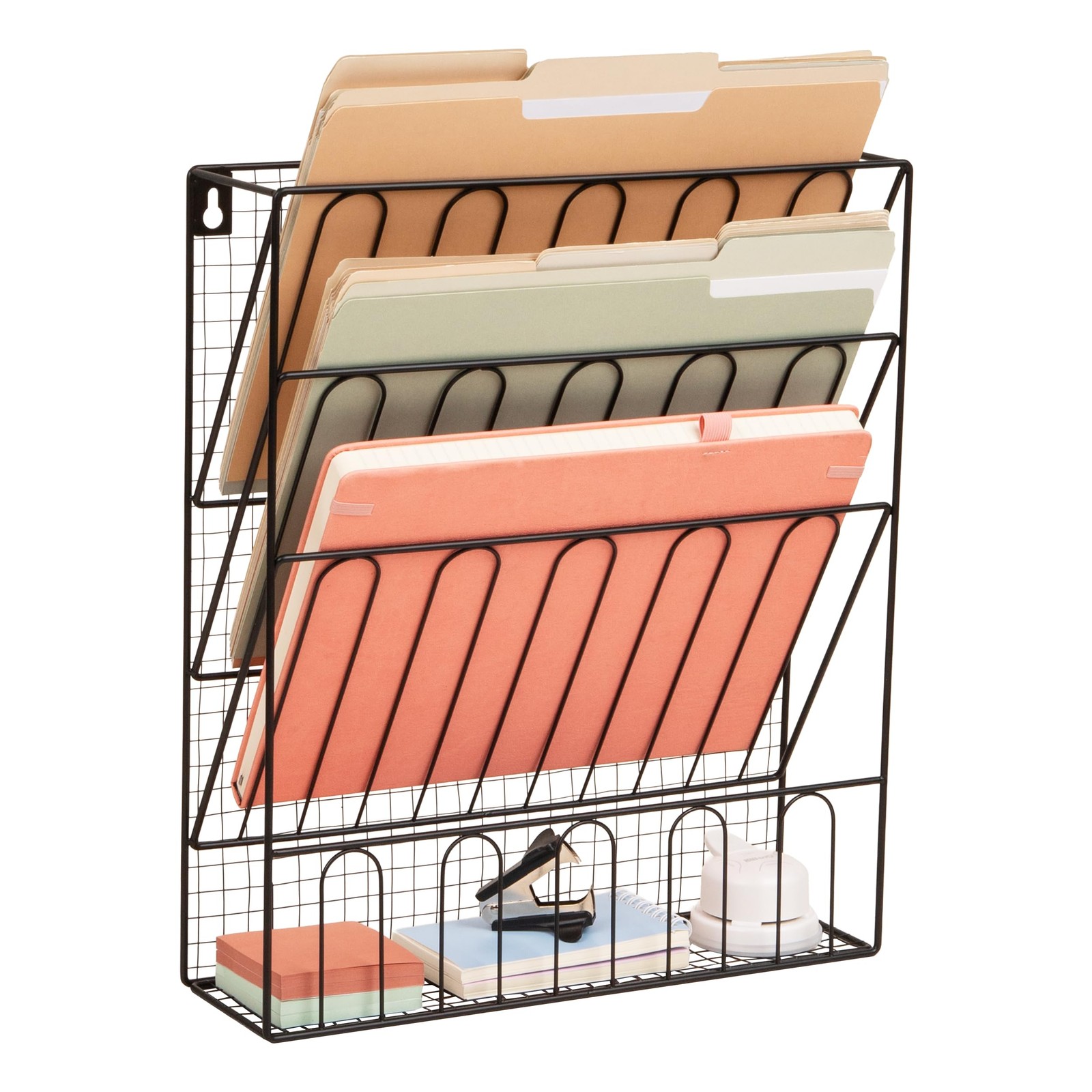 Mind Reader Metal Wire Desktop Organizer, 13.4″ x 3.9″ x 15.8″, Black