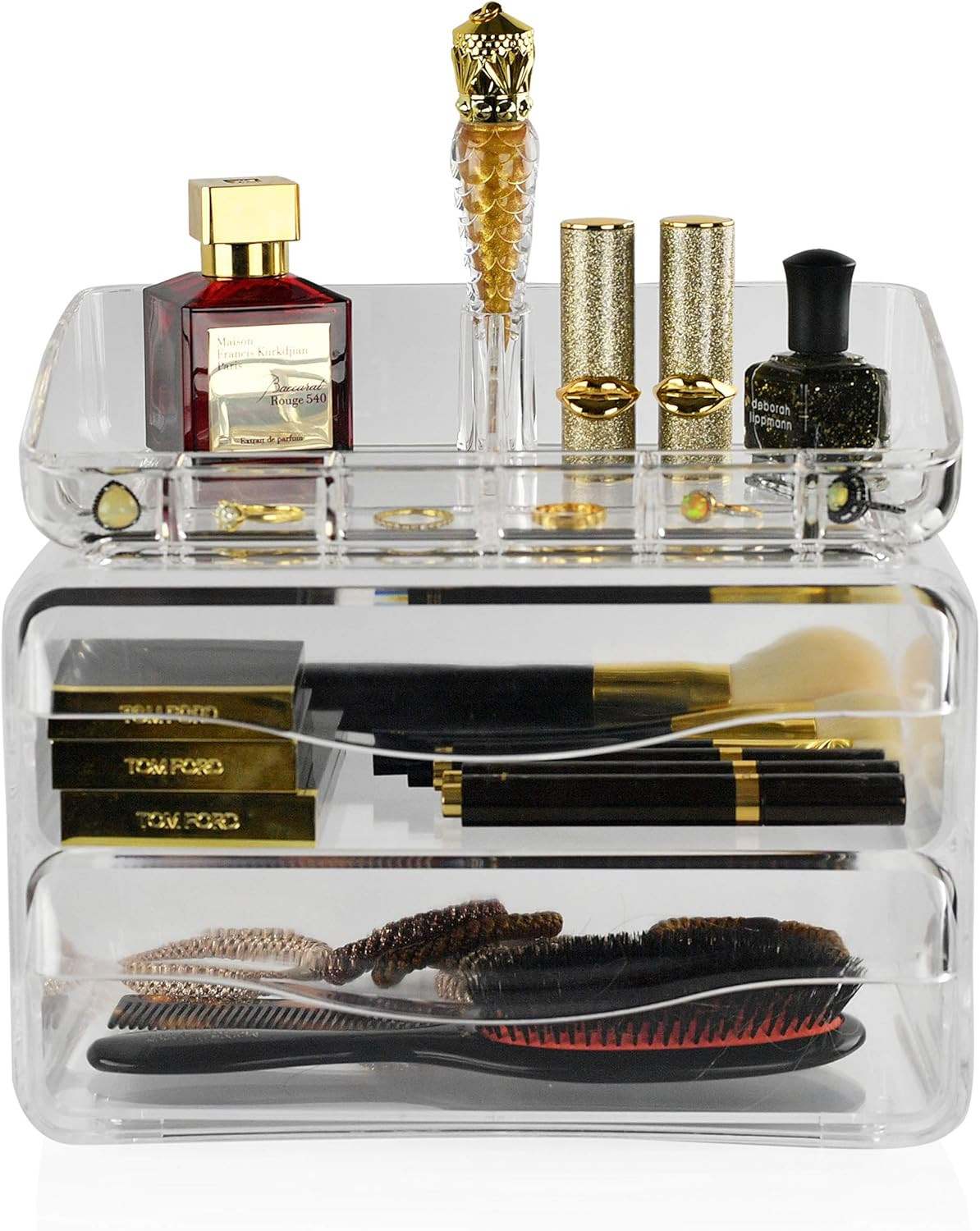 Acrylic 2-Drawer Organizer for Office Supplies or Makeup and Cosmetics