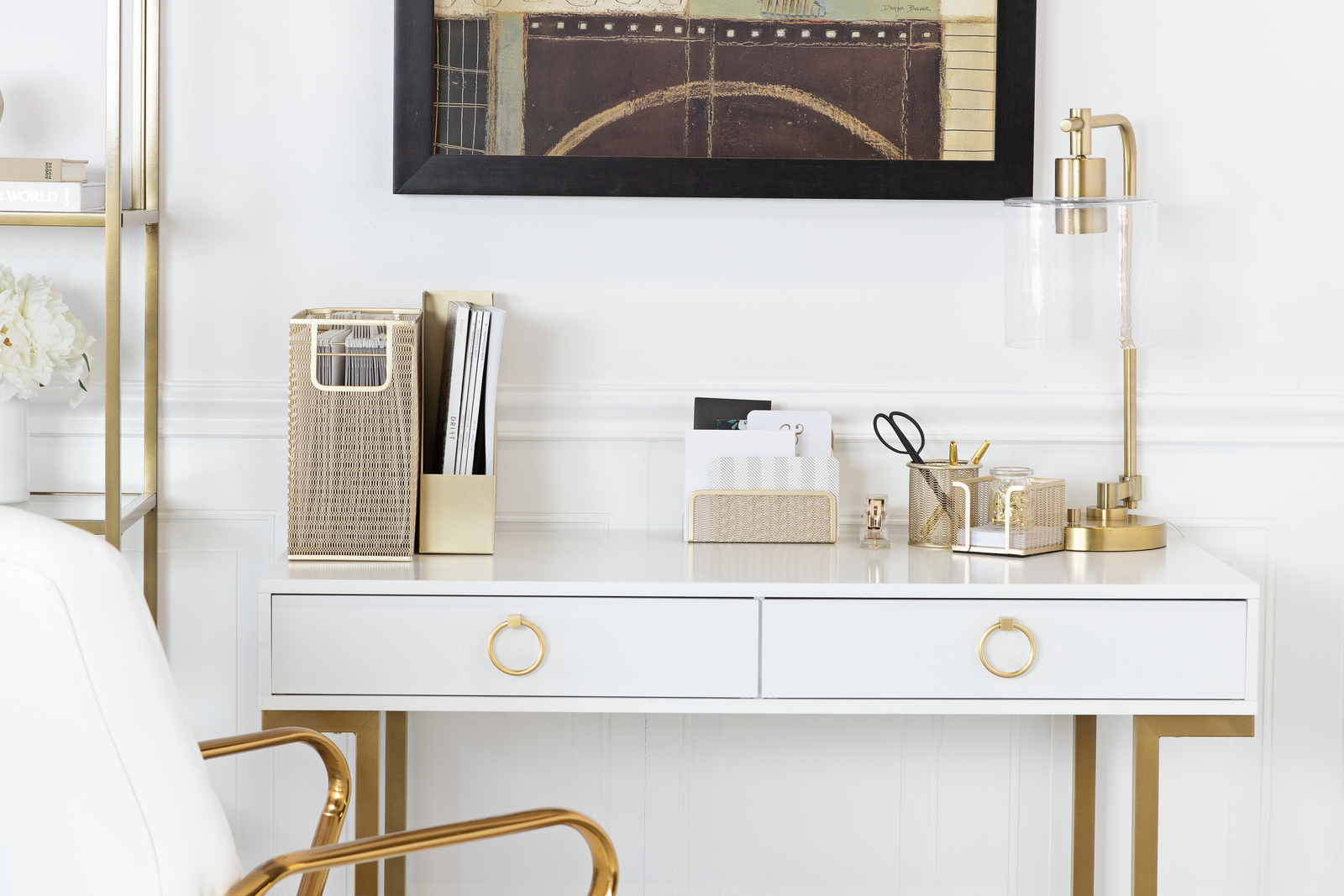 Blu Monaco Gold 5 Piece Cute Desk Organizer Set