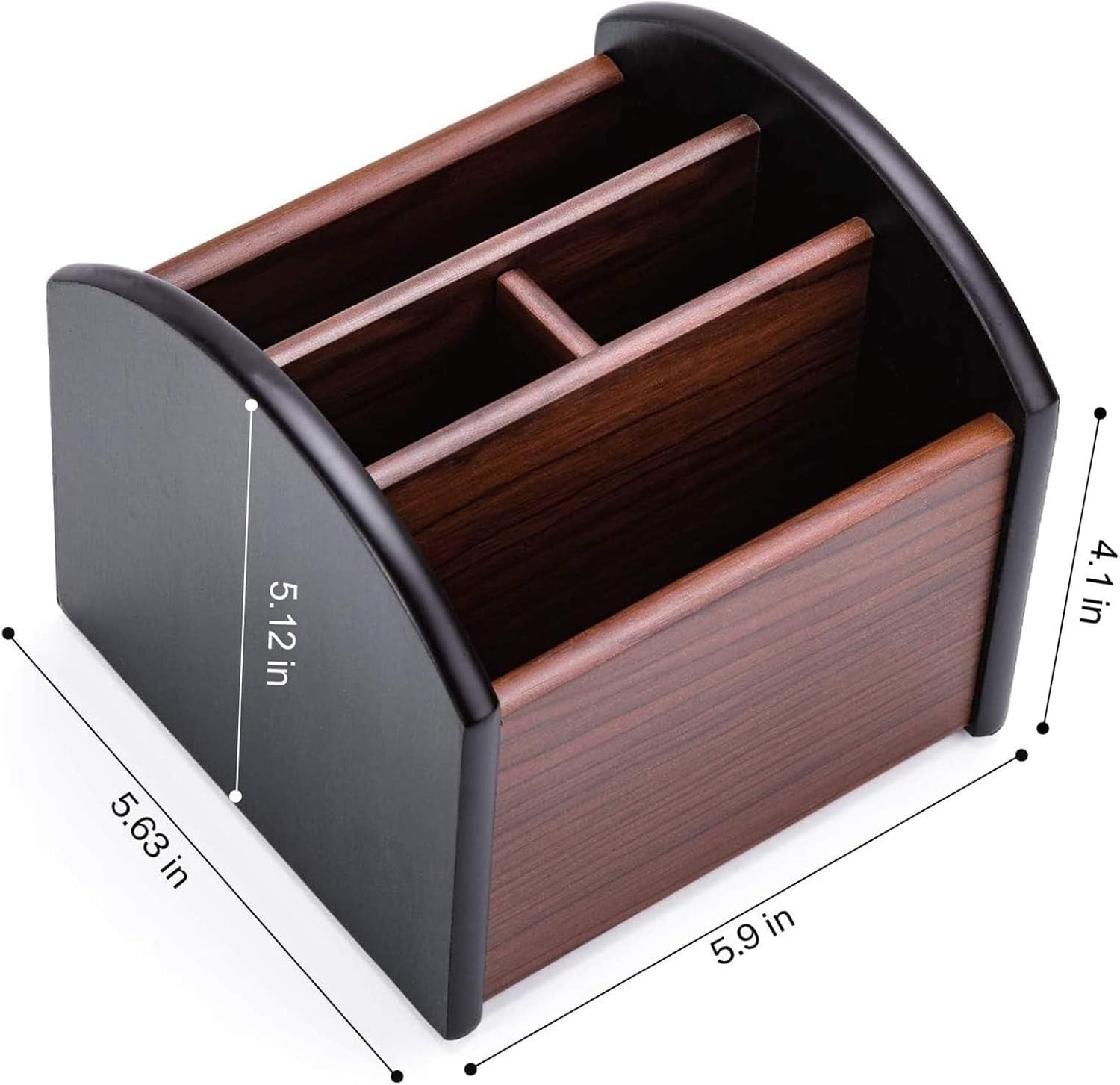Remote Control Holder Caddy, Wooden Desk Organizer with 4 Compartments, Multi…
