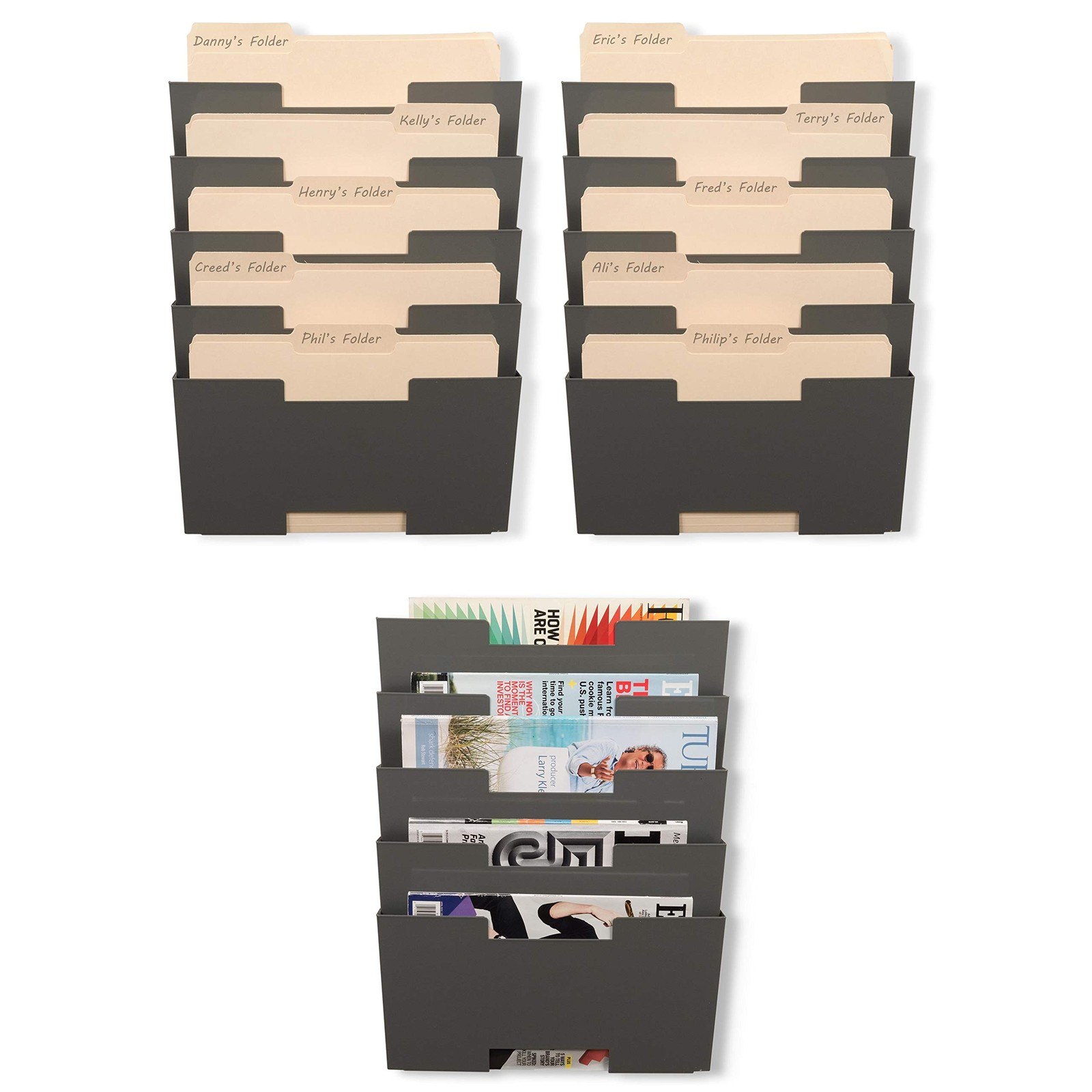 Wallniture Lisbon 15-Tier Wall Mounted File Holder And Desk Organizer Metal