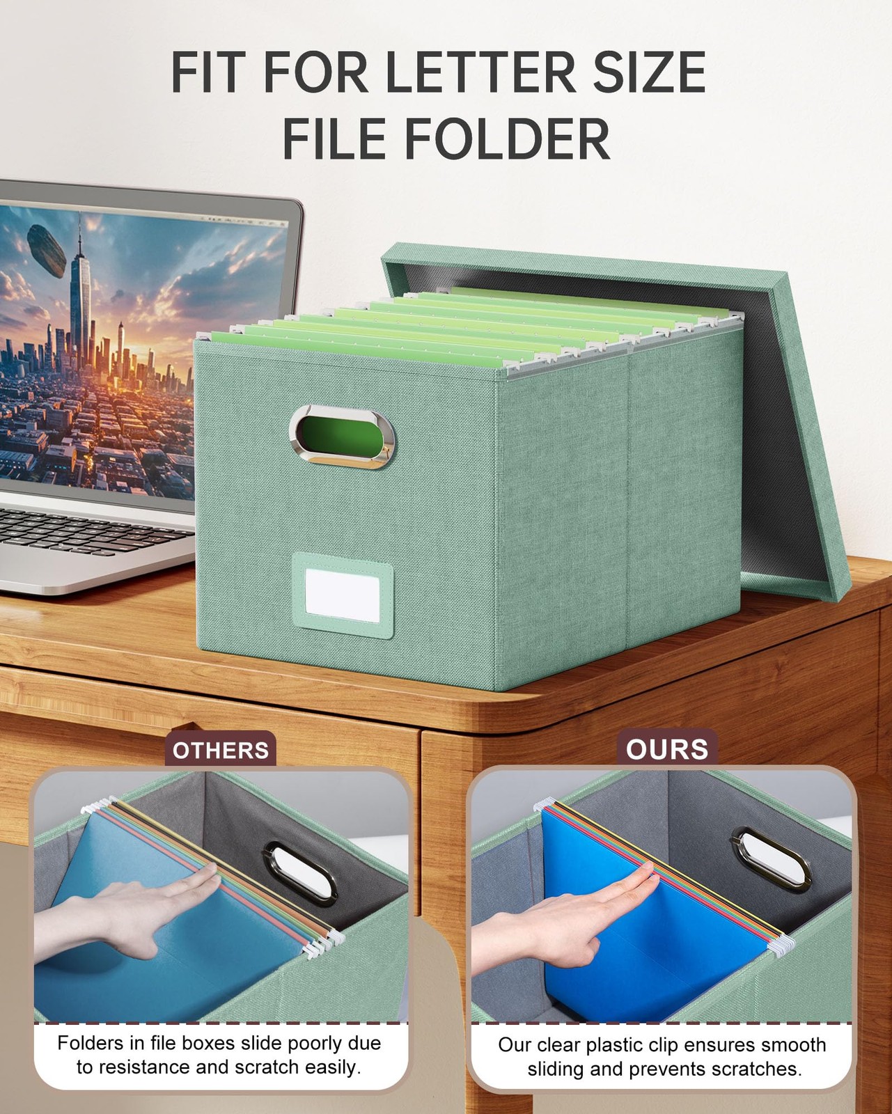 Oterri File Organizer, Box, Cabinet for Letter 1 pack, Green