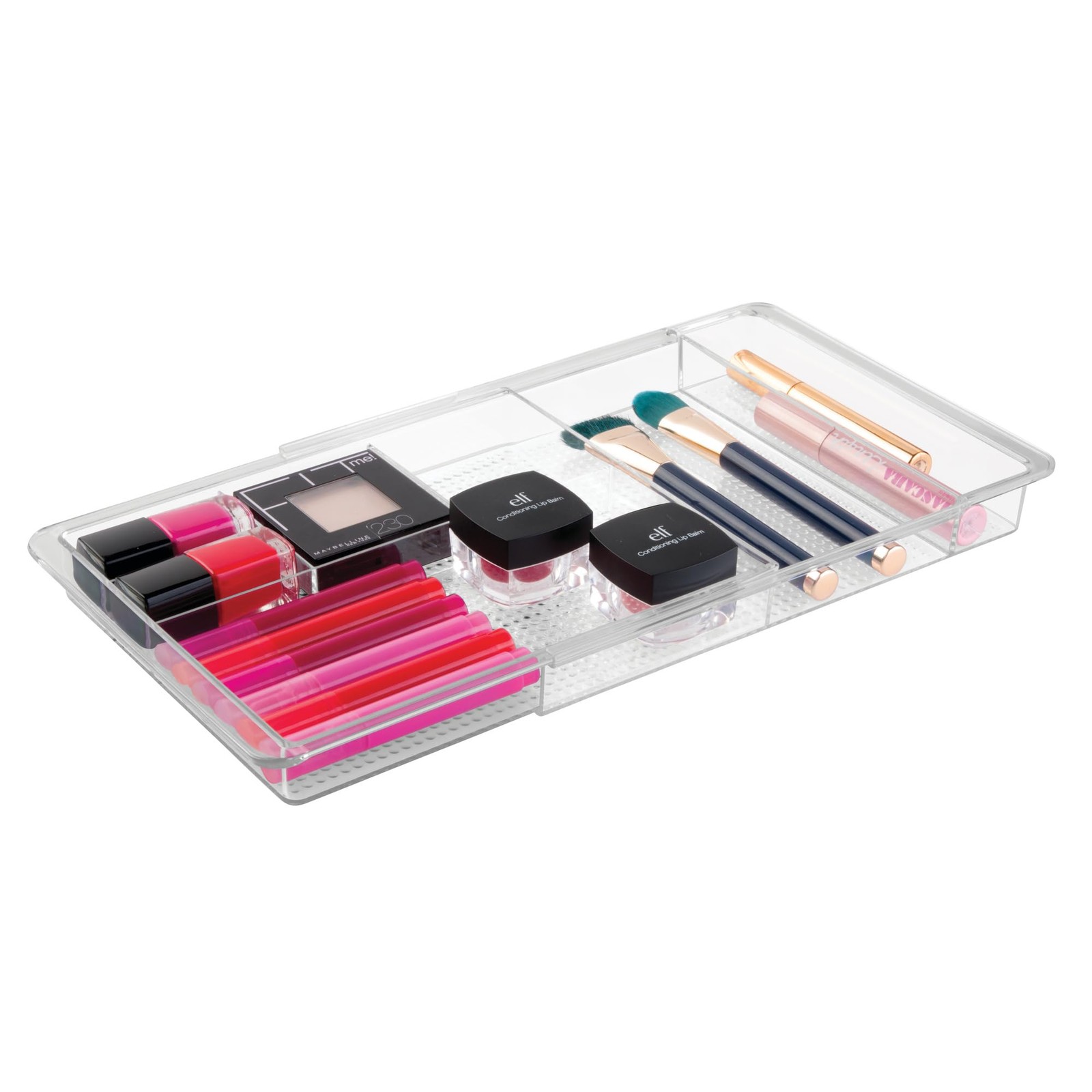 iDesign Expandable Makeup Drawer Organizer, Extends up to 18.5 Inches, Clear