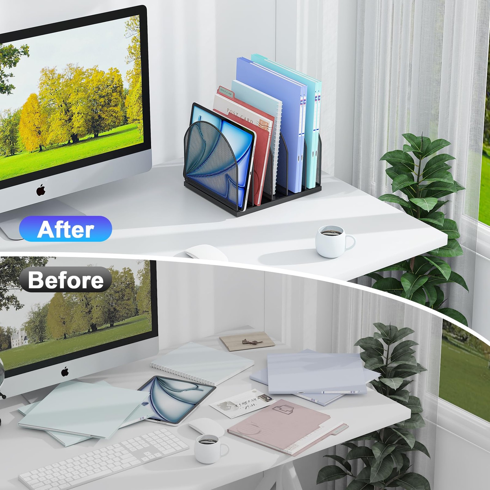 gianotter Desktop File Organizer, Desk Organizer with 5 Upright Style, Black