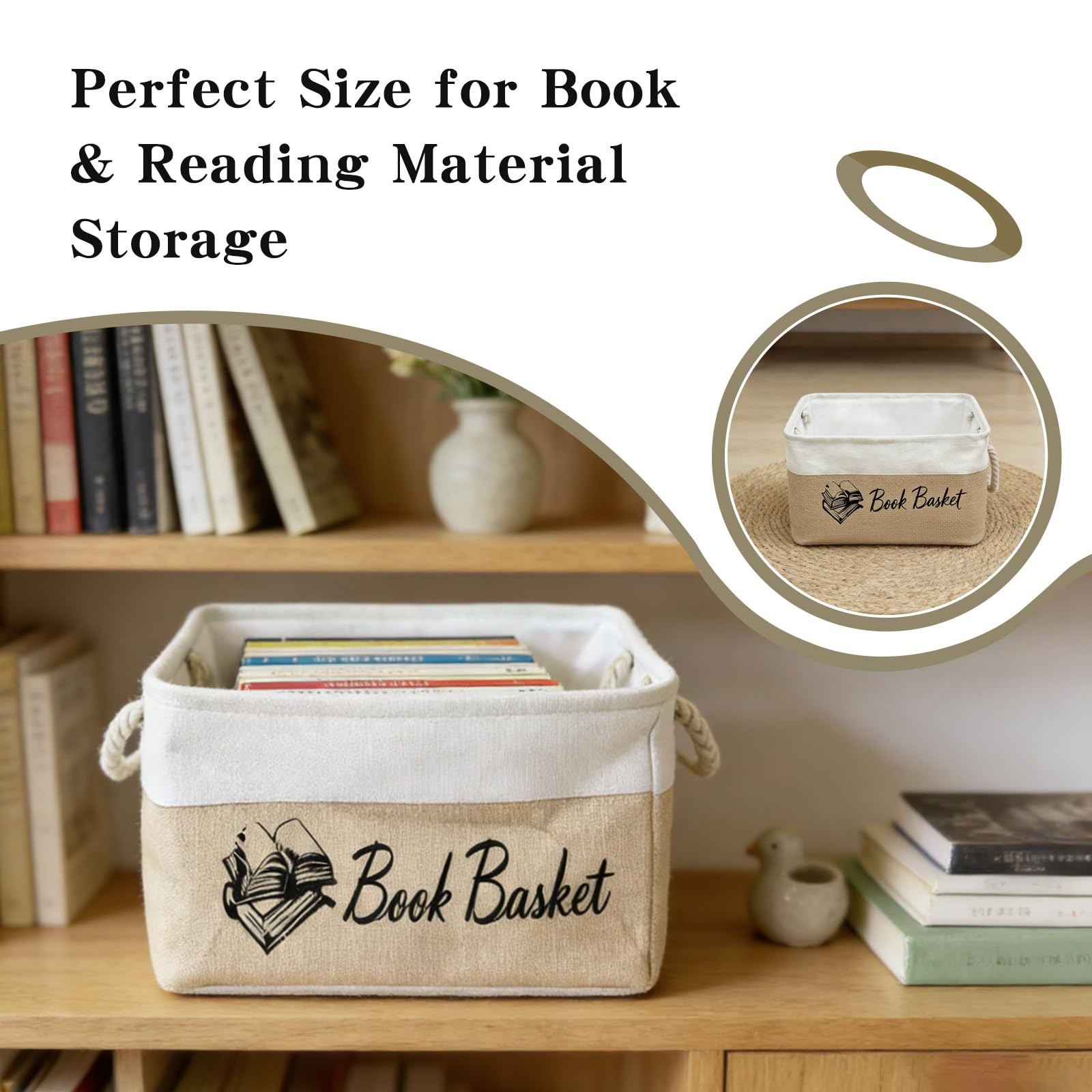 Basket for Books, Book Basket,To Be Read List Storage Bin, Foldable Book Stor…