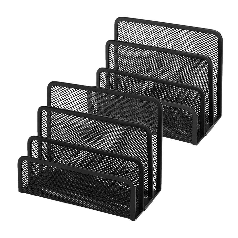 2 PCS Desk Mail Organizer Small File Letter Holder Metal Mesh Black 2 PCS