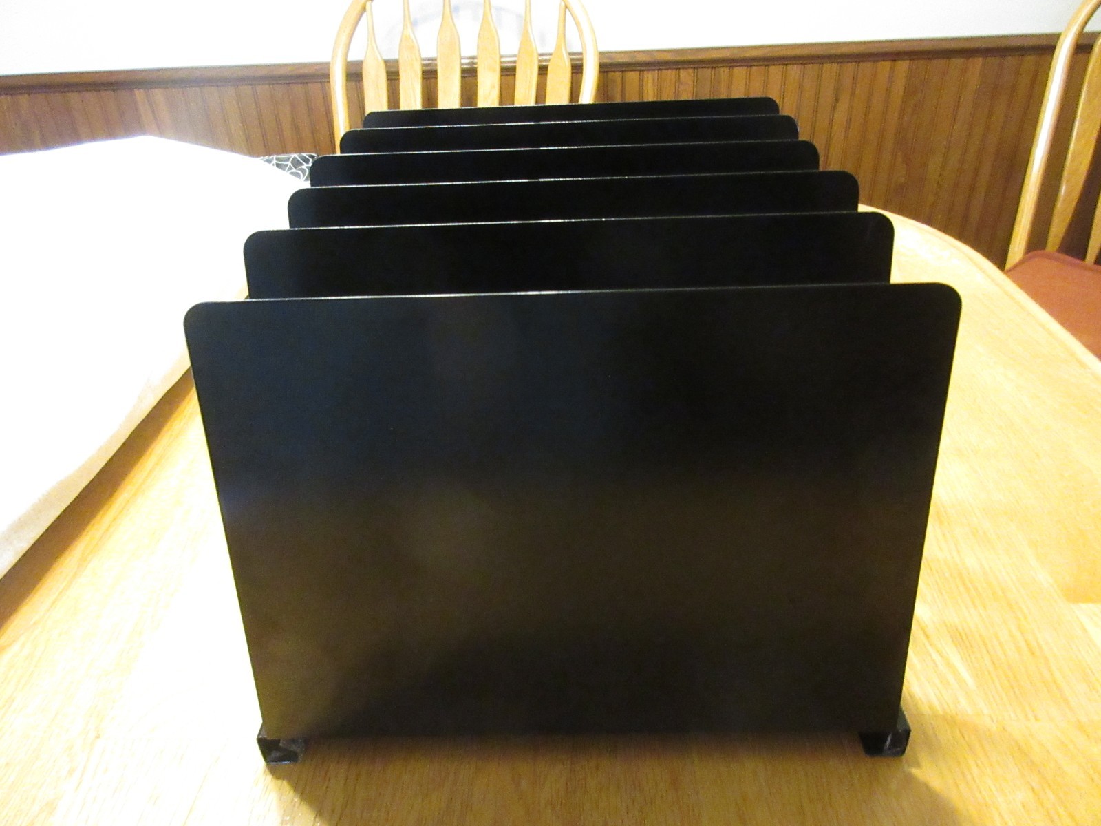 Vintage Metal Desk File Organizer Letter Holder Retro Black 5 Slot