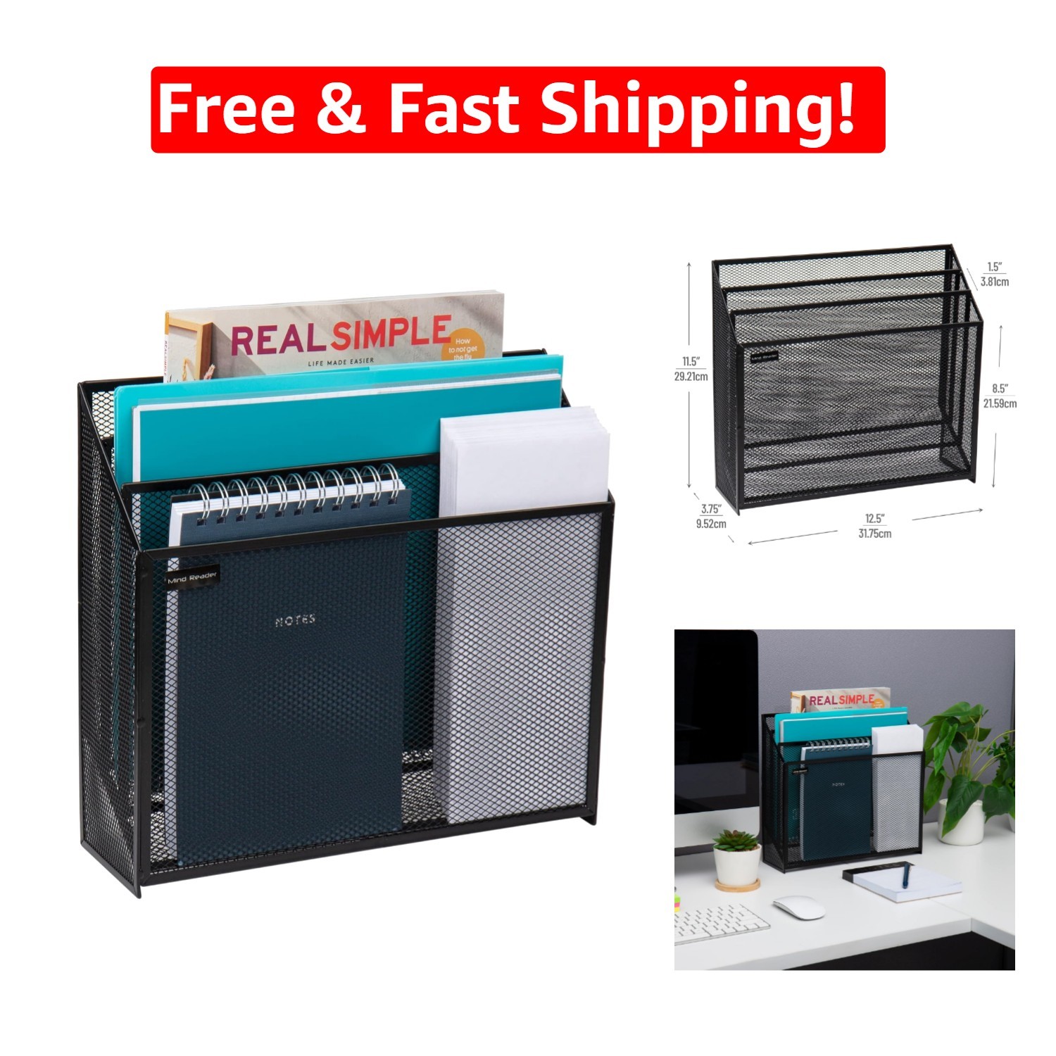Sleek Lightweight Vertical File Storage – 13 lbs Capacity, 12.5″L x 3.75″W
