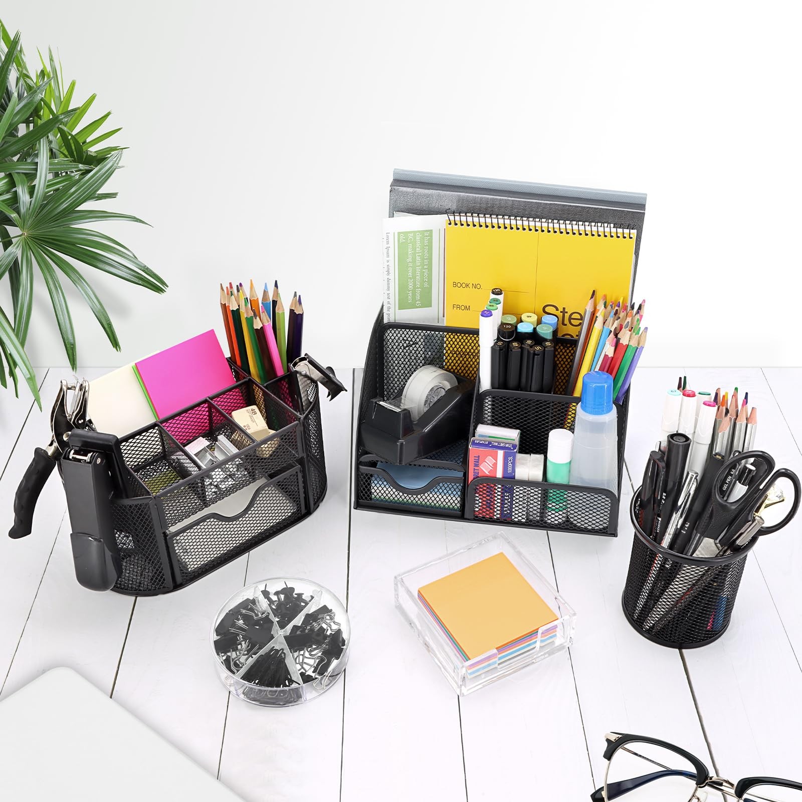 17 in 1 Black Desk Organizers and Accessories Set, 3 Office