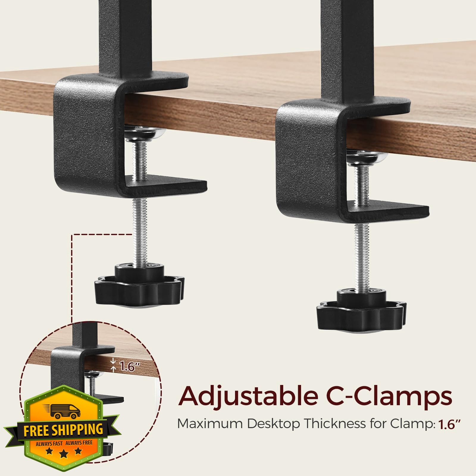 MAHANCRIS Clamp Desk Organizer Rustic Brown 3-Tier