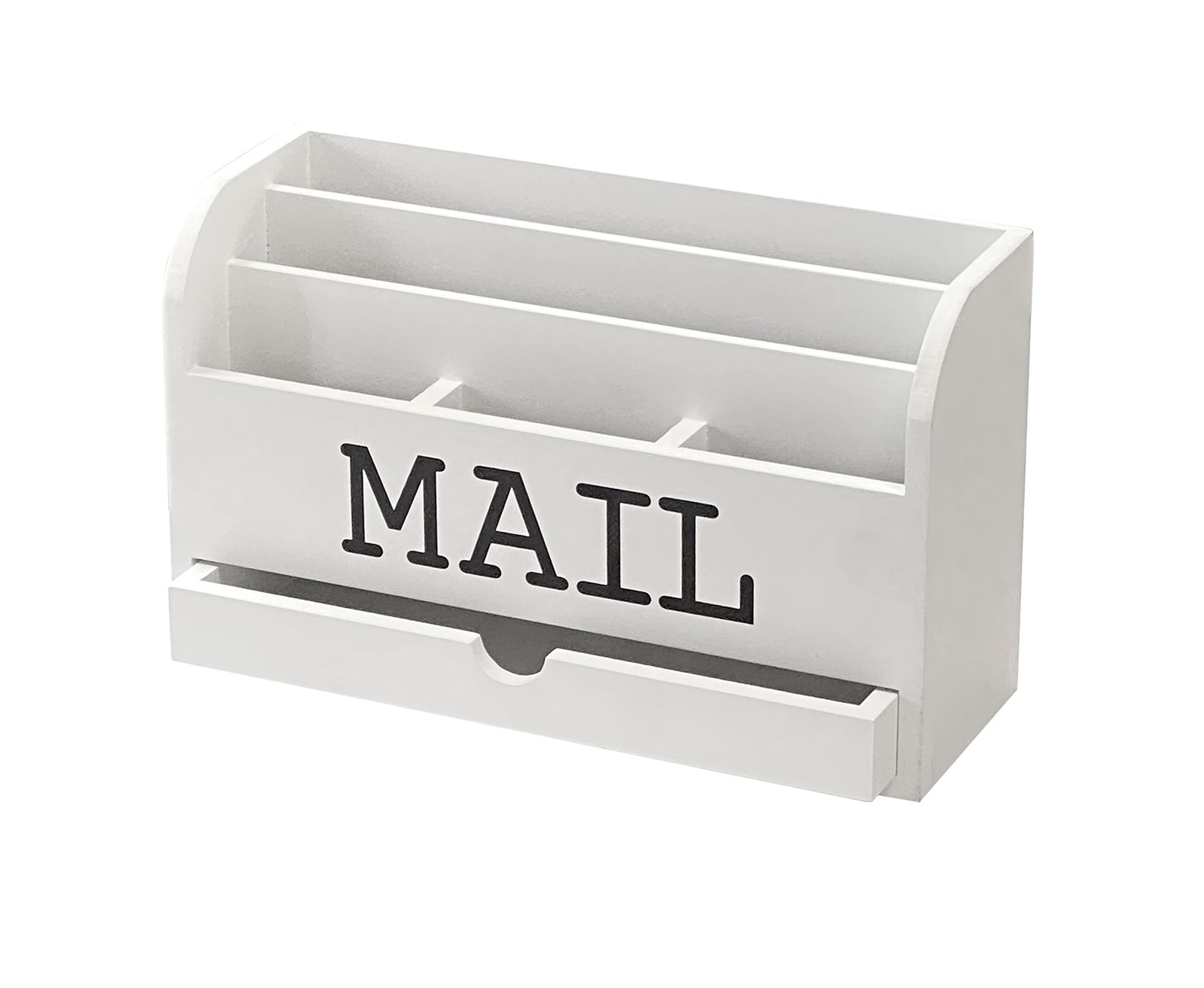 White Desk Organizer Wooden Mail Storage box for tabletop office home,5 compa…