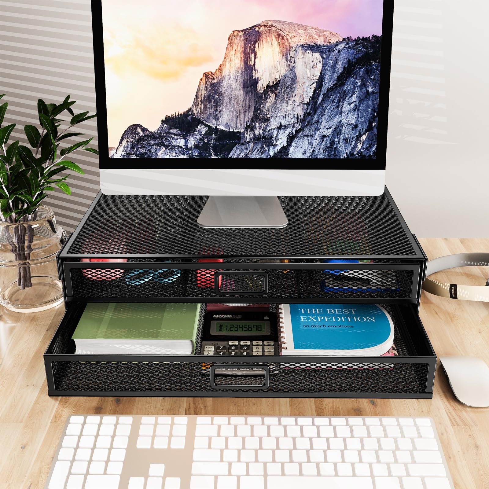 Under Desk Drawer Organizer No Drilling 2 Slide Out Table Black