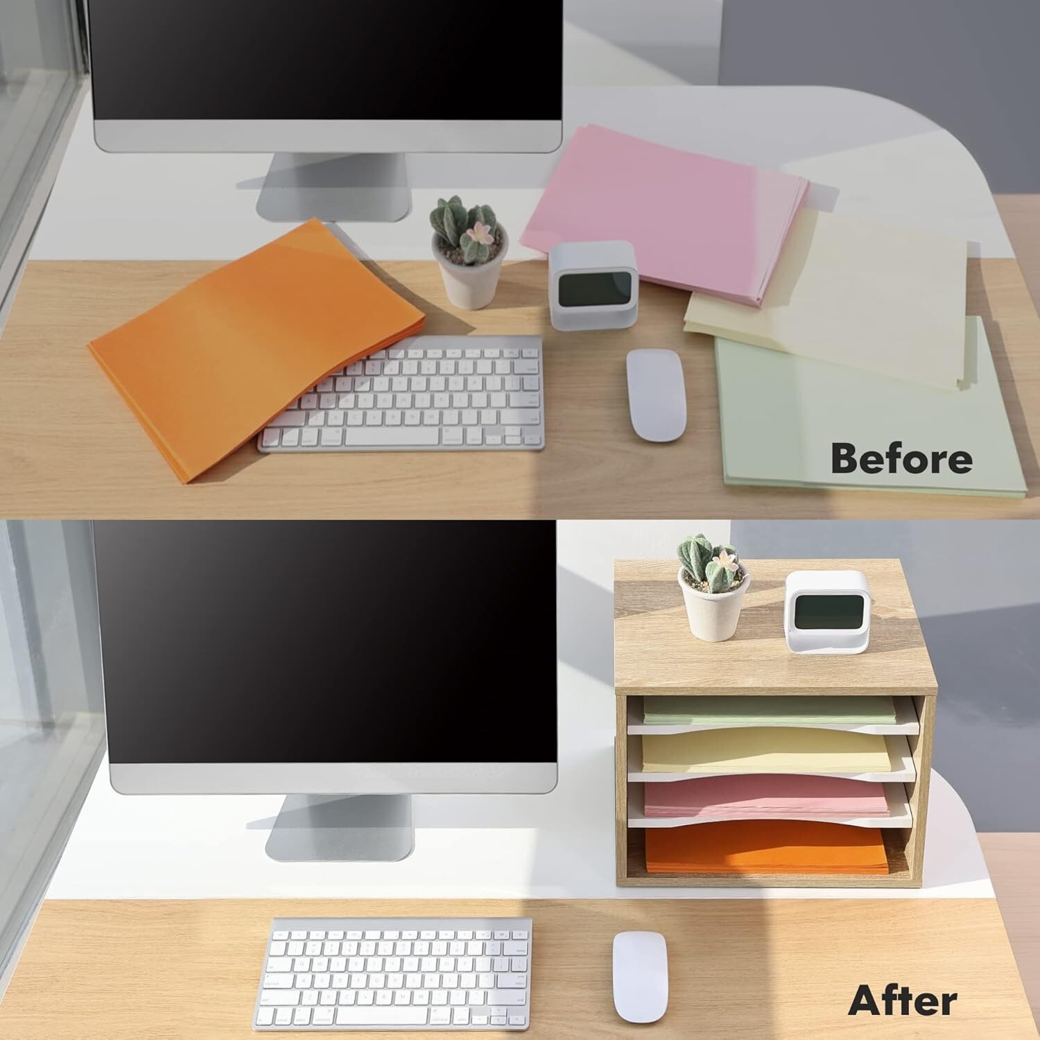 Versatile Light Wood Desk File Organizer – Perfect for Classroom & Home Office