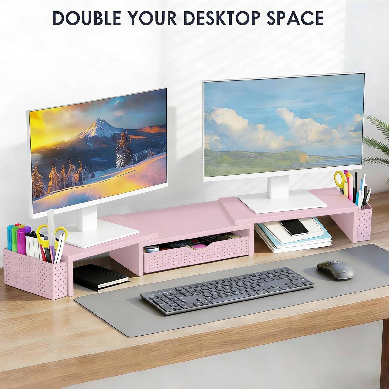 Spacrea Metal Desk 40 inches (W) x 9.3 (L) x 4.3 (H), Pink