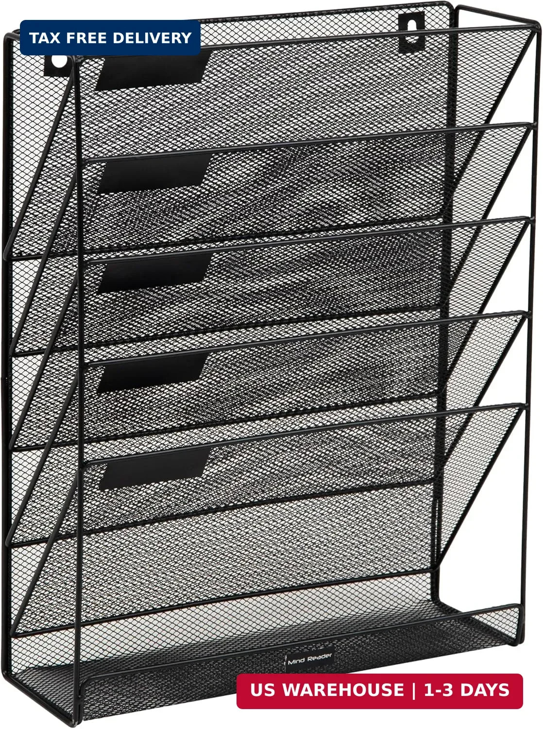 Mind Reader 5-Pocket Vertical File Storage, Desktop Organizer, Wall Mount, Offic