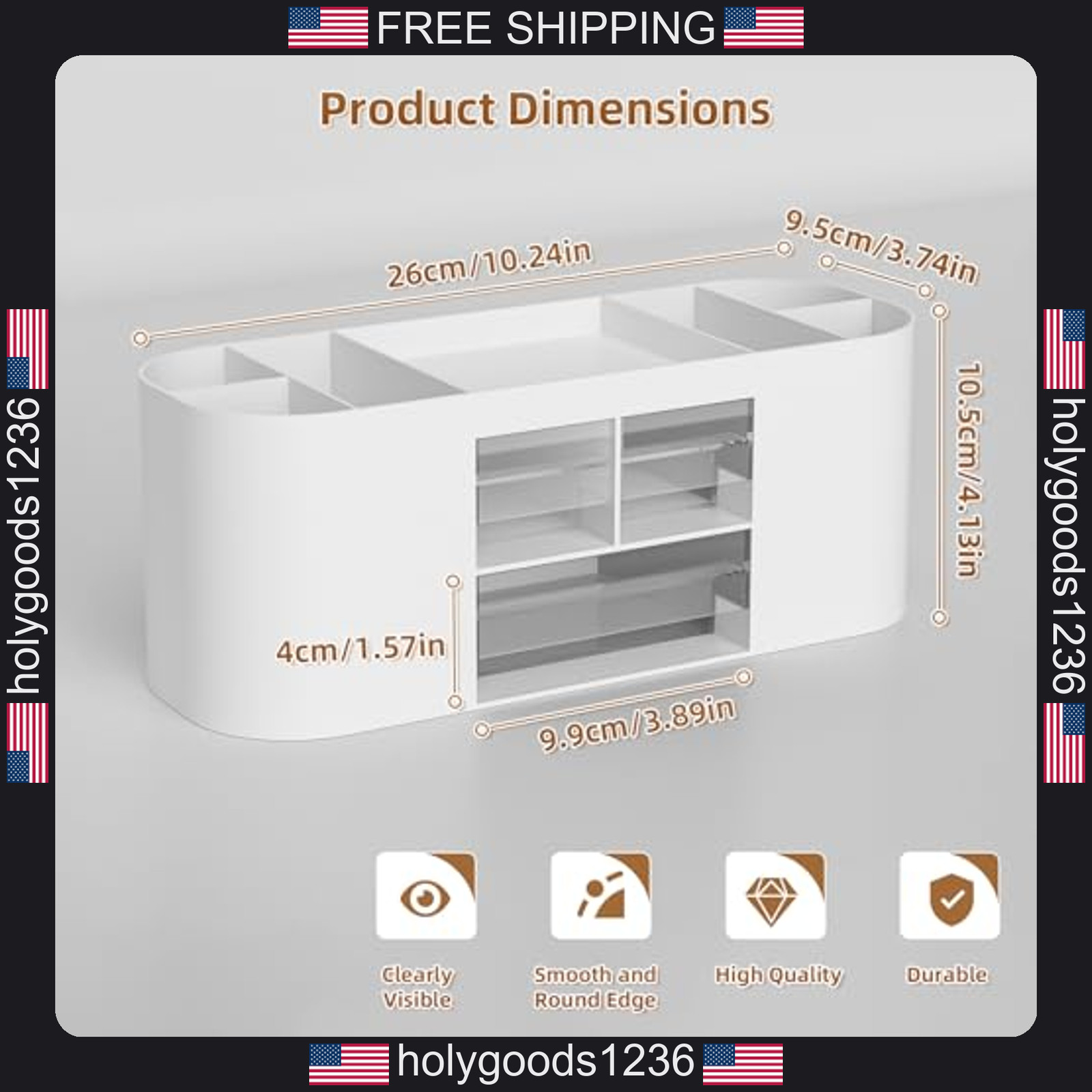 Marbrasse desk organizer pen holder with 3 drawers and 7 compartments white