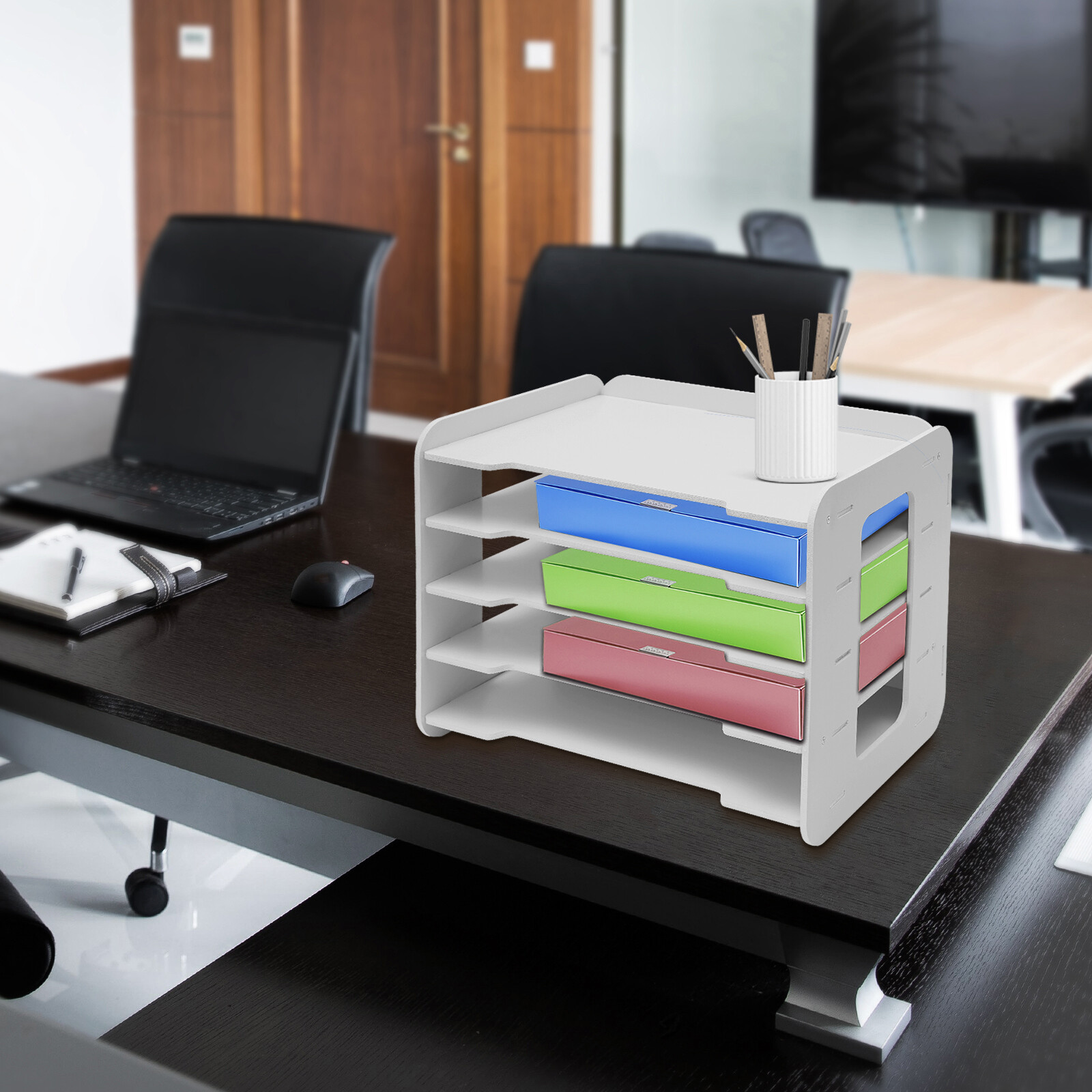 Stackable File Organizer Tray Desk Desktop Paper Document Tray Holder 5 Tiers