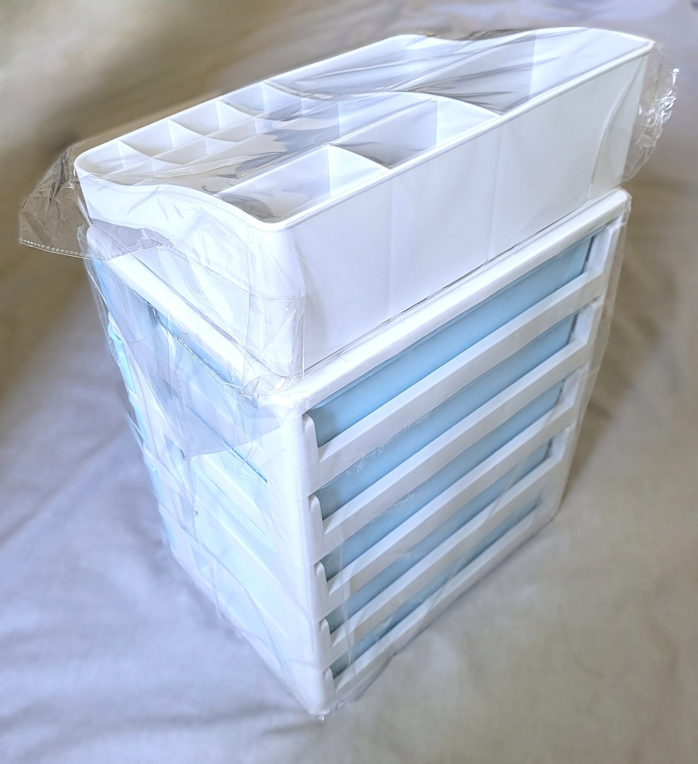 Desk Drawer Organizer 5 Drawers + Divided Top Tray Desktop Storage NEW