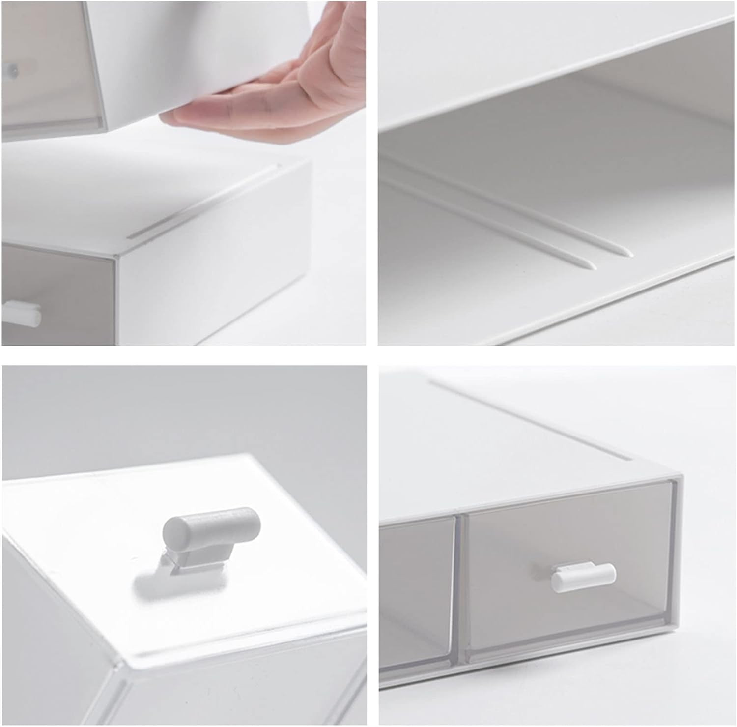Desk Organizer with Drawers Stackable Storage Drawers, Plastic Compact Desk Stor
