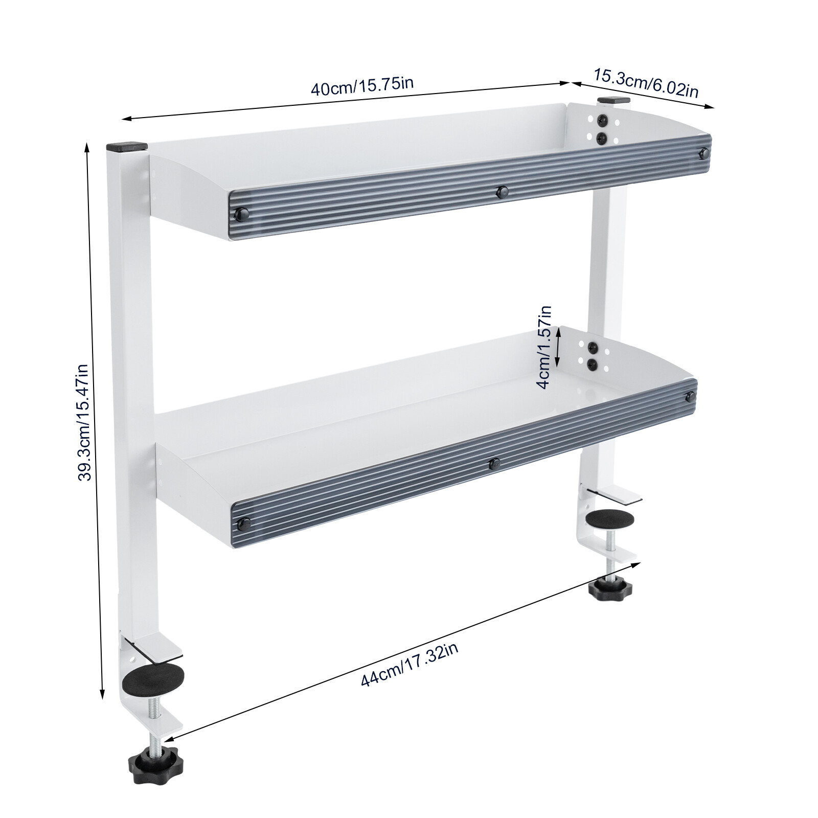 2-Tier Shelving with Adjustable Storage,White Storage Tray,for Living Rooms